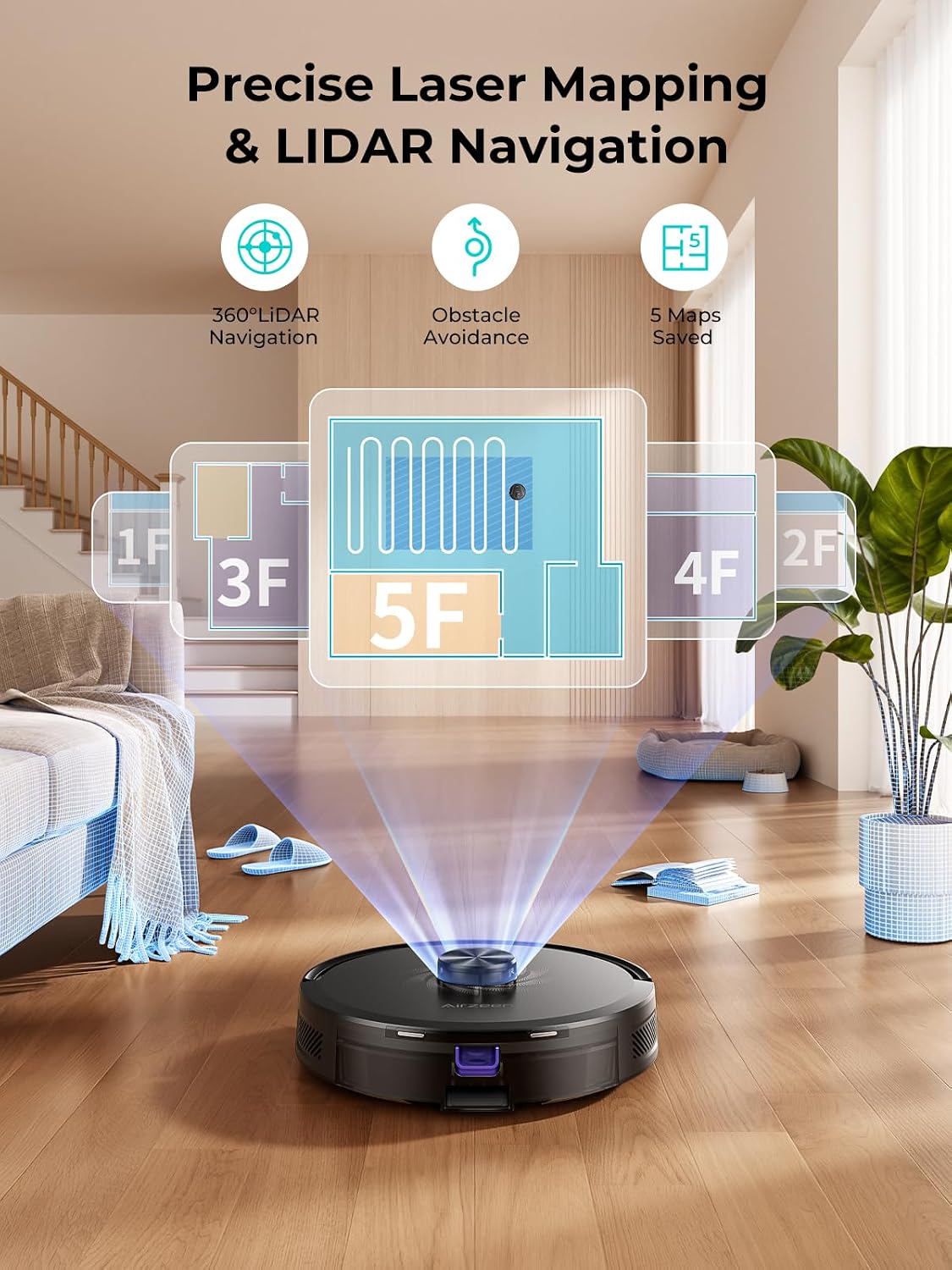 Detalle 2 de Q20 Ultra: Upgraded Bagless Robot Vacuum and Mop with Self-Emptying, LiDAR Navigation, and Smart Mapping