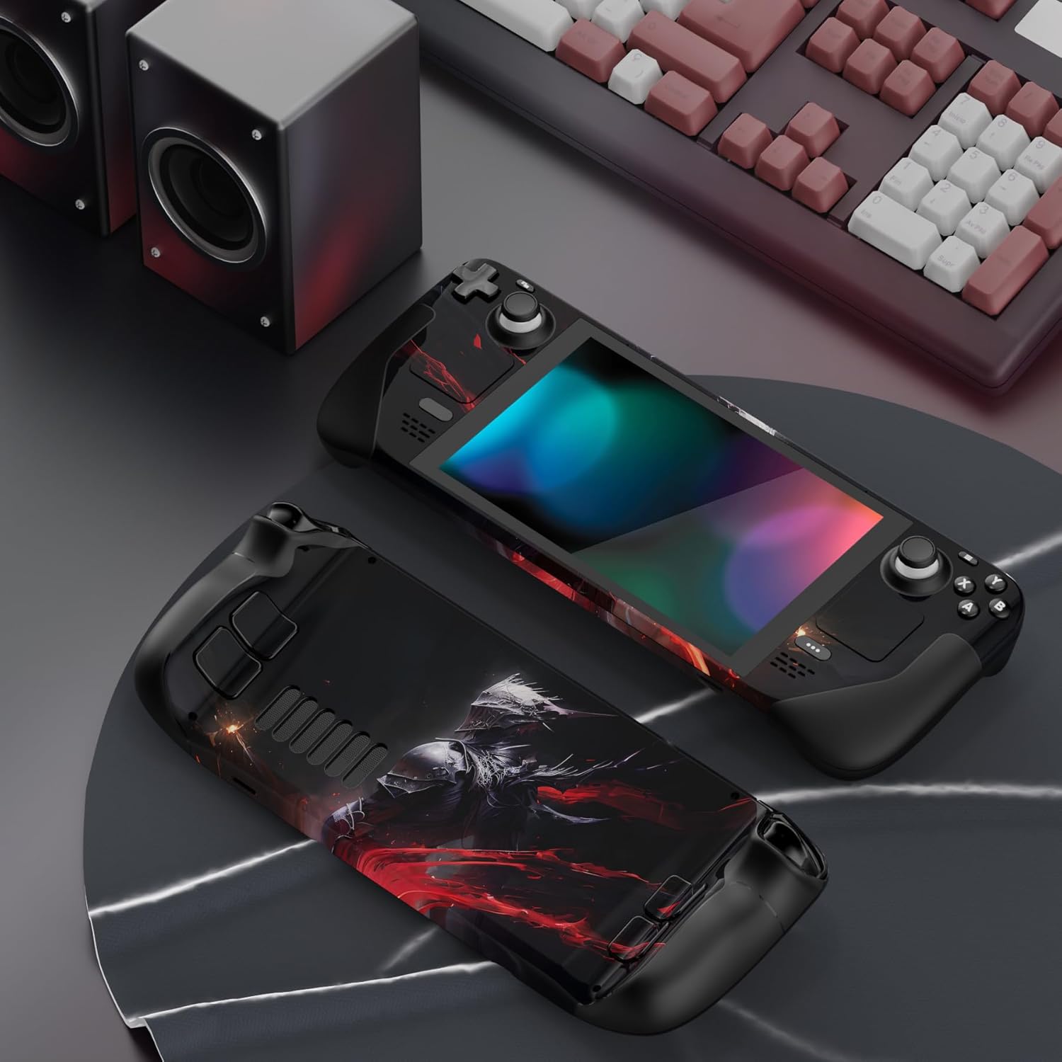 Thumbnail 3 de playvital Full Set Protective Skin Decal for Steam Deck (LCD & OLED) – Abyss Knight custom vinyl cover