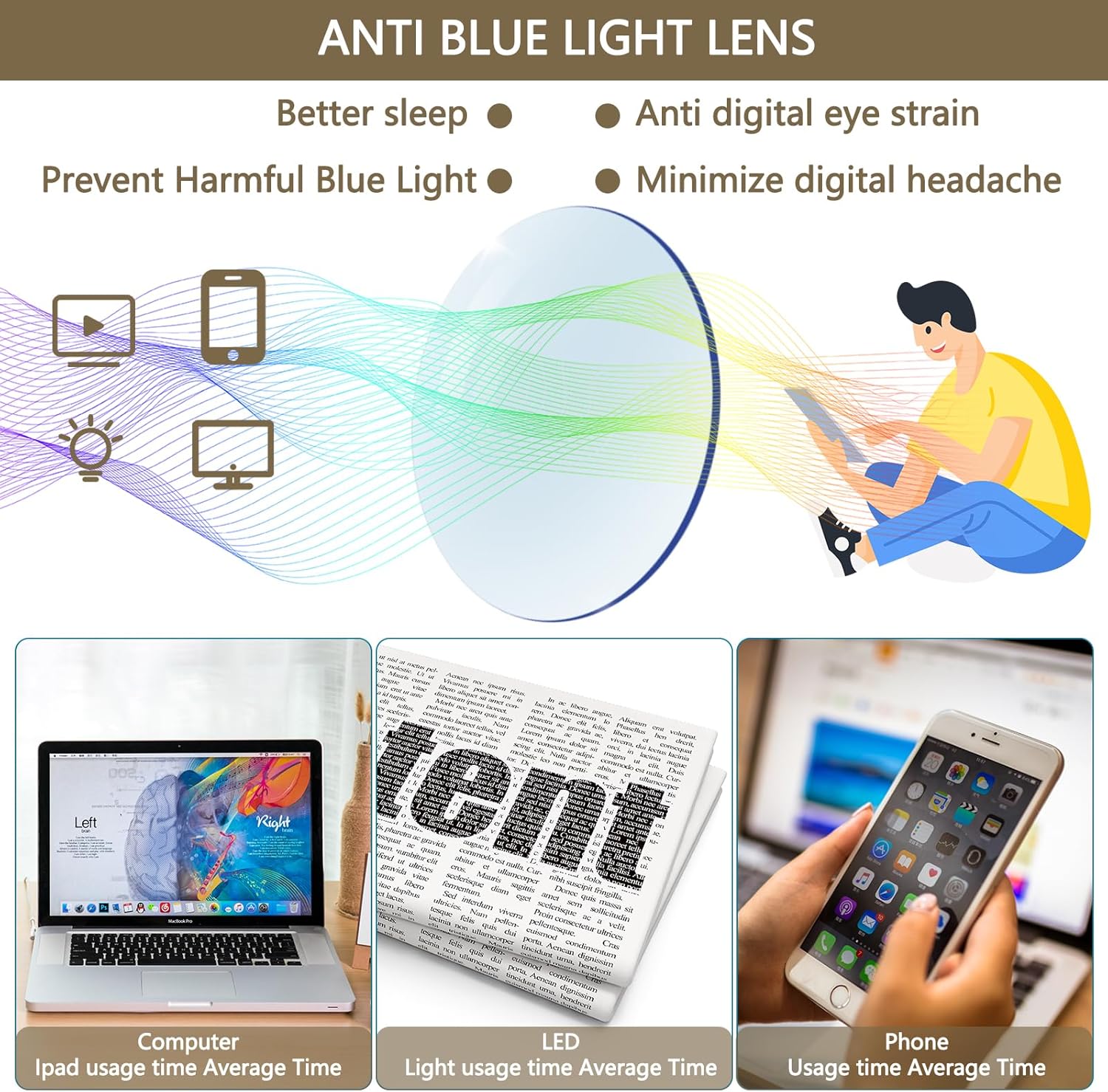 Detalle de ZONLON 5 Pack Retro Reading Glasses with Blue Light Blocking Lenses
