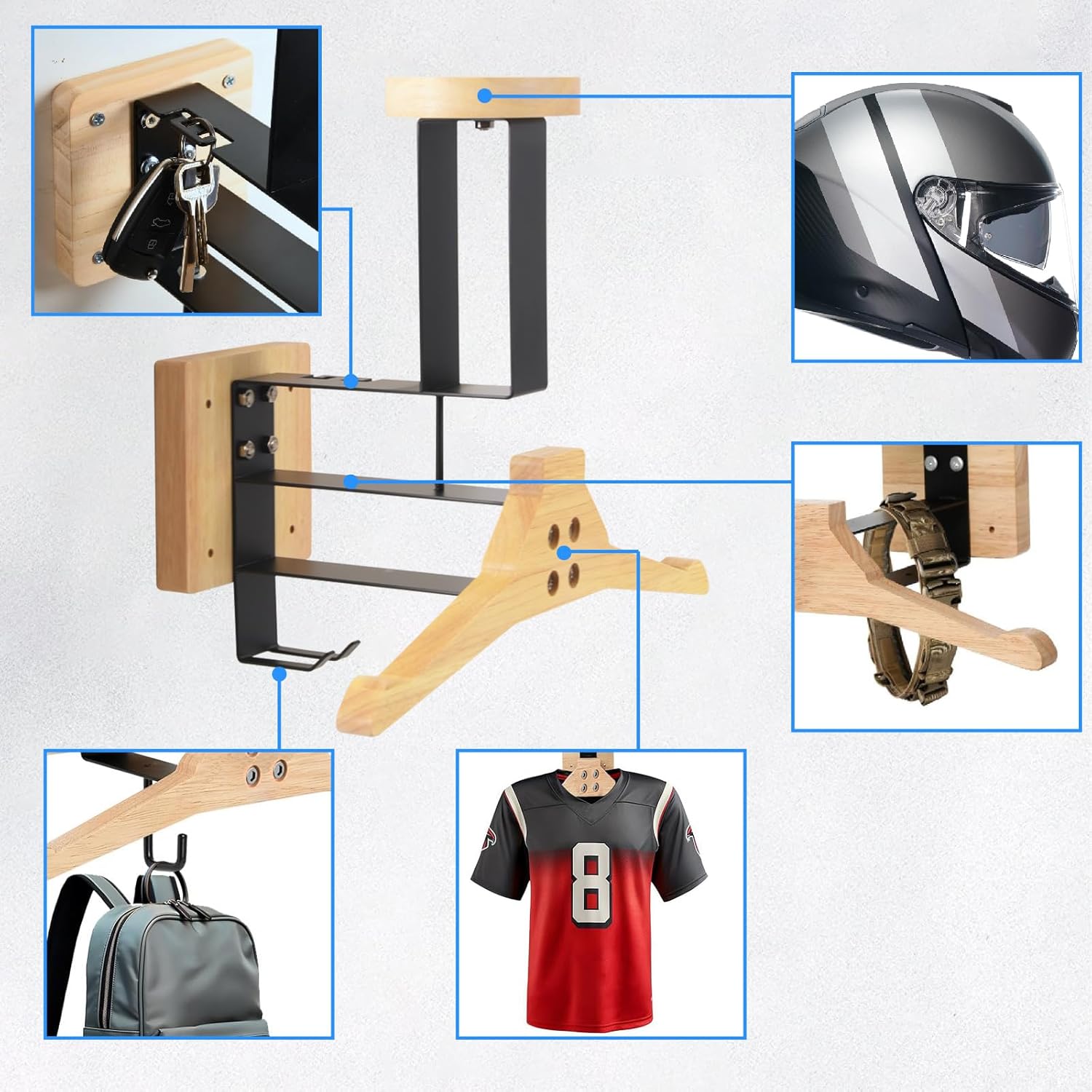 Thumbnail 2 de MIDINGCHAI Helmhalterung Wand für 40 kg