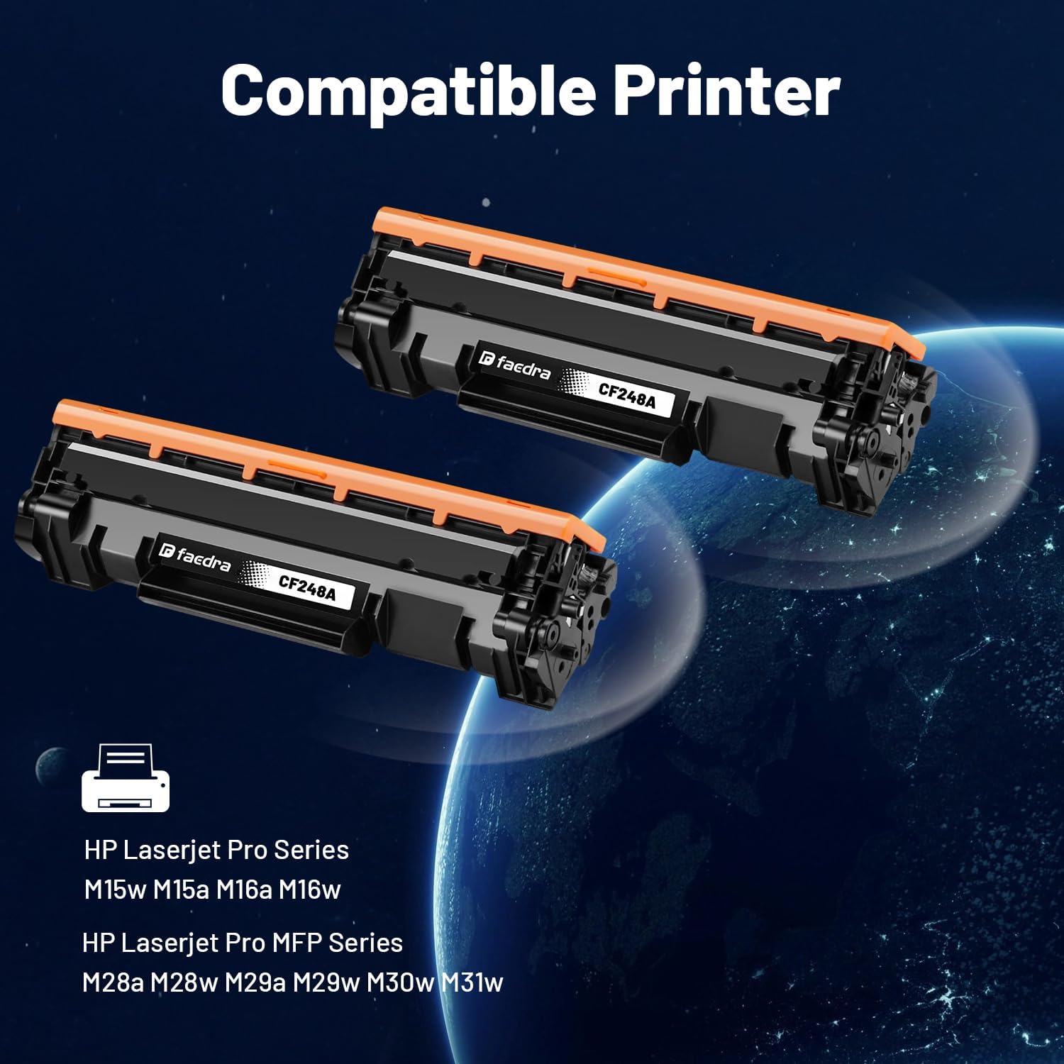 Detalle 2 de Faedra CF248A 48A Black Toner Cartridges, 2-Pack with Upgraded Chip
