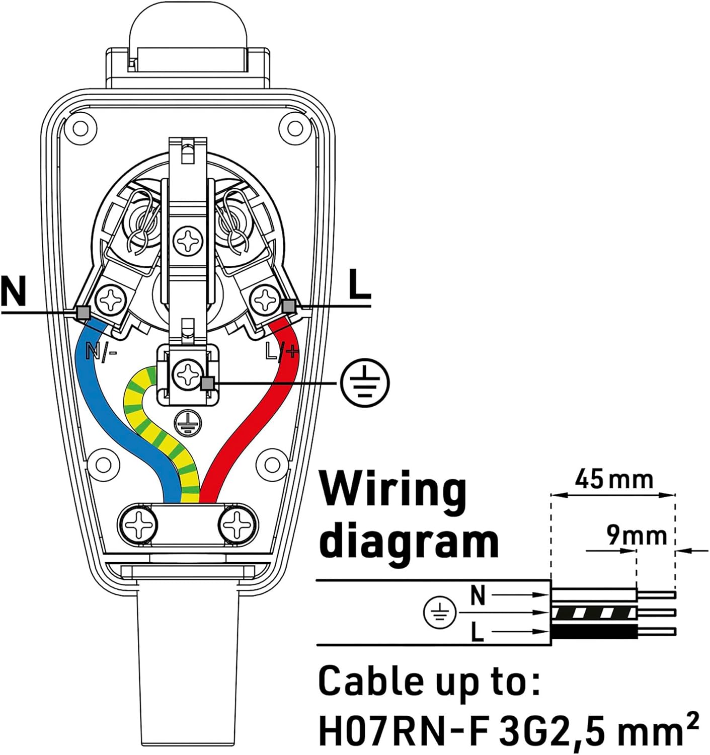 Thumbnail 4 de Electraline 55086 Presa Elettrica Angolare Cablabile IP44: doppia uscita industriale con adattatore Schuko