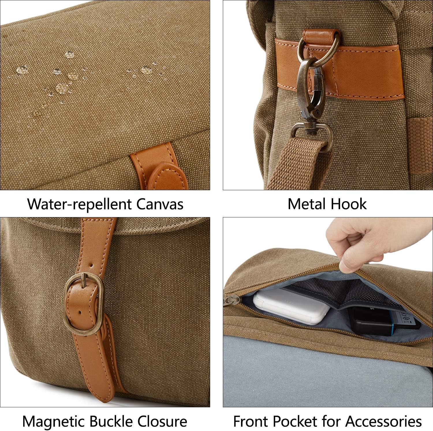 Thumbnail 4 de bagsmart Canvas Camera Bag for DSLR & Lenses with Rain Cover