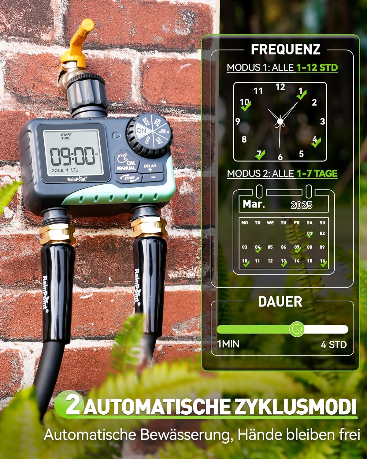 Thumbnail 1 de RAINPOINT Bewässerungscomputer mit 2 Ausgängen (IP65) und Regennachhaltigkeit