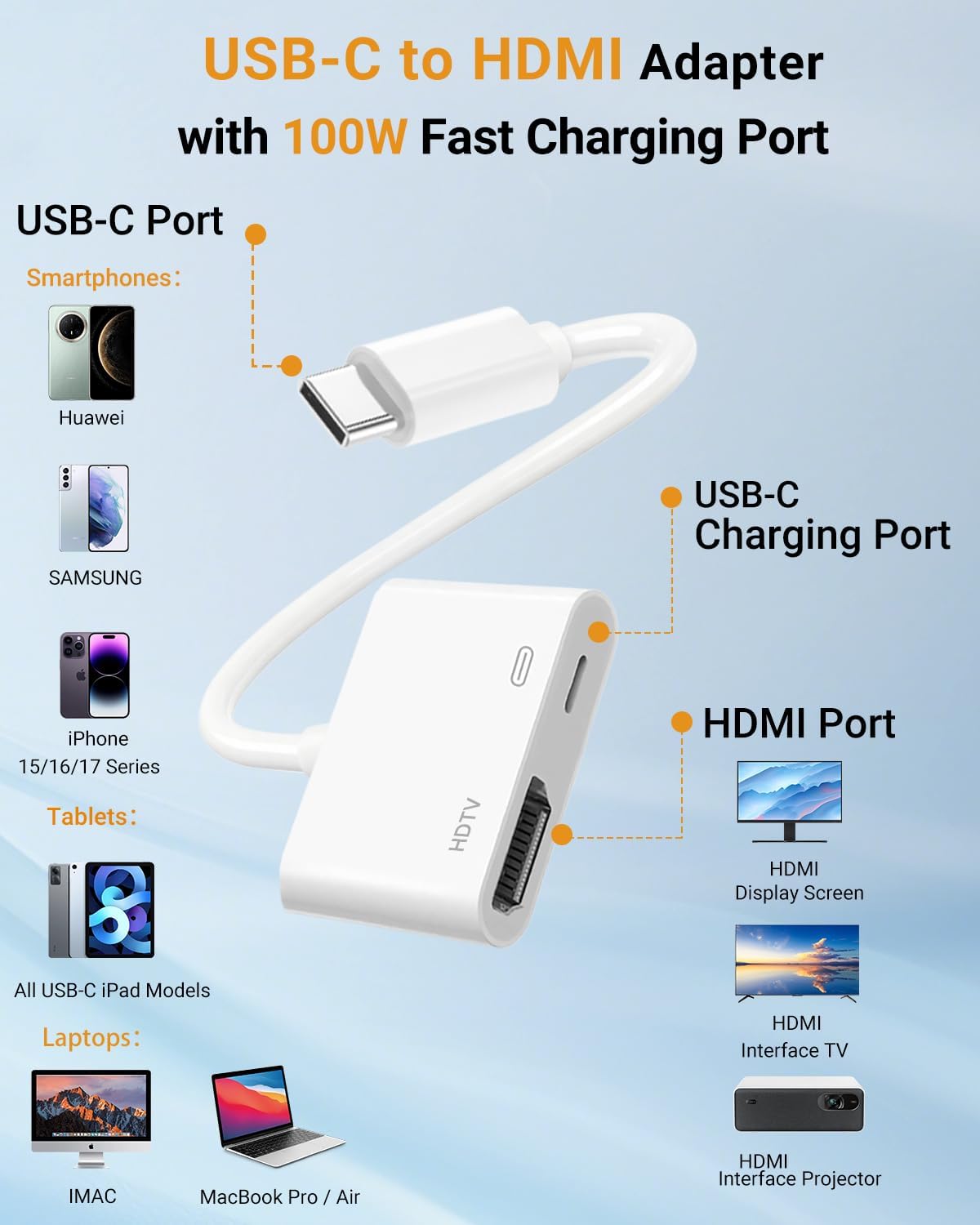 Detalle 2 de Microwoo USB-C to HDMI Adapter with 4K Output and 100W PD