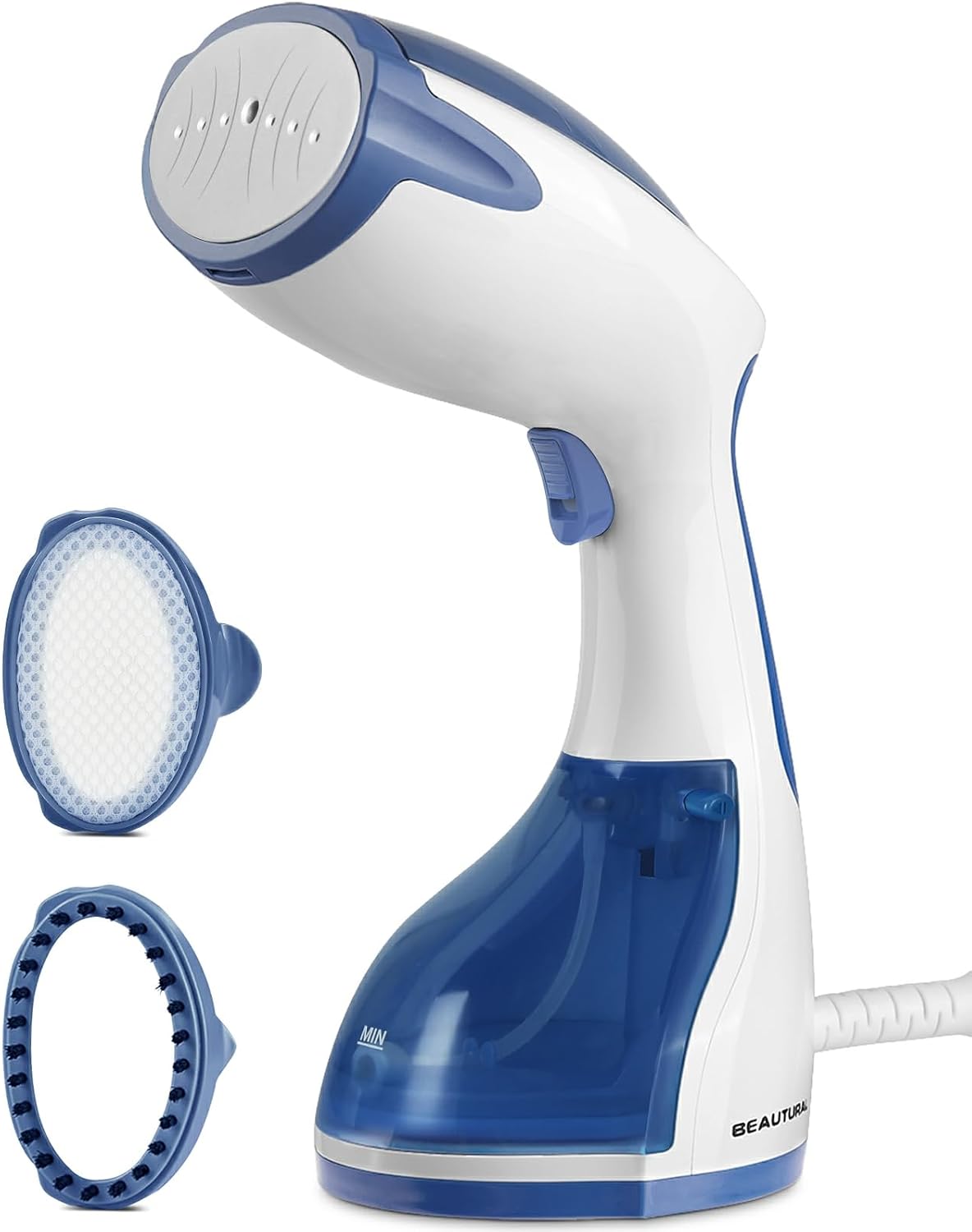 Detalle de BEAUTURAL Portable Handheld Clothes Steamer (1200W) with 30-second heat-up and detachable water tank
