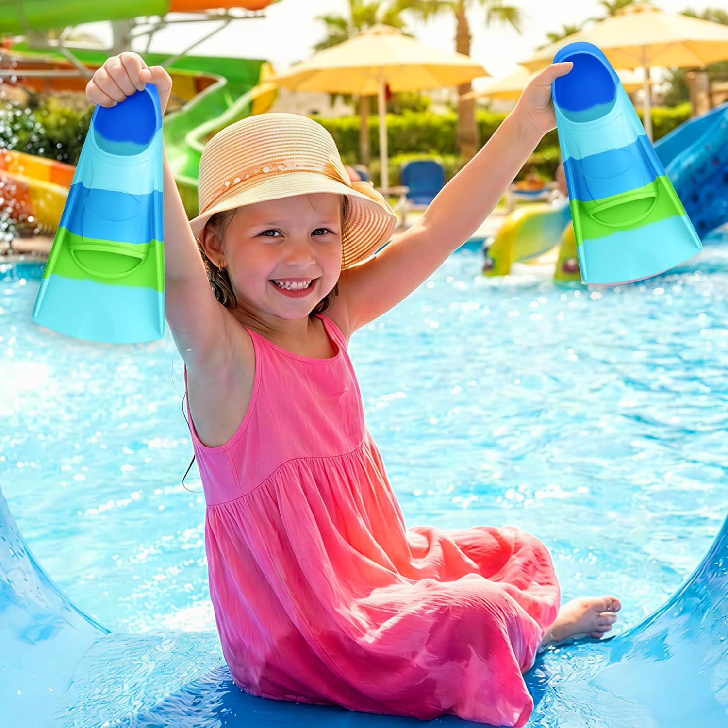 Detalle de Gintenco Swim Fins: Kids Short Training Fins for Lap Swimming with Travel-Ready Design