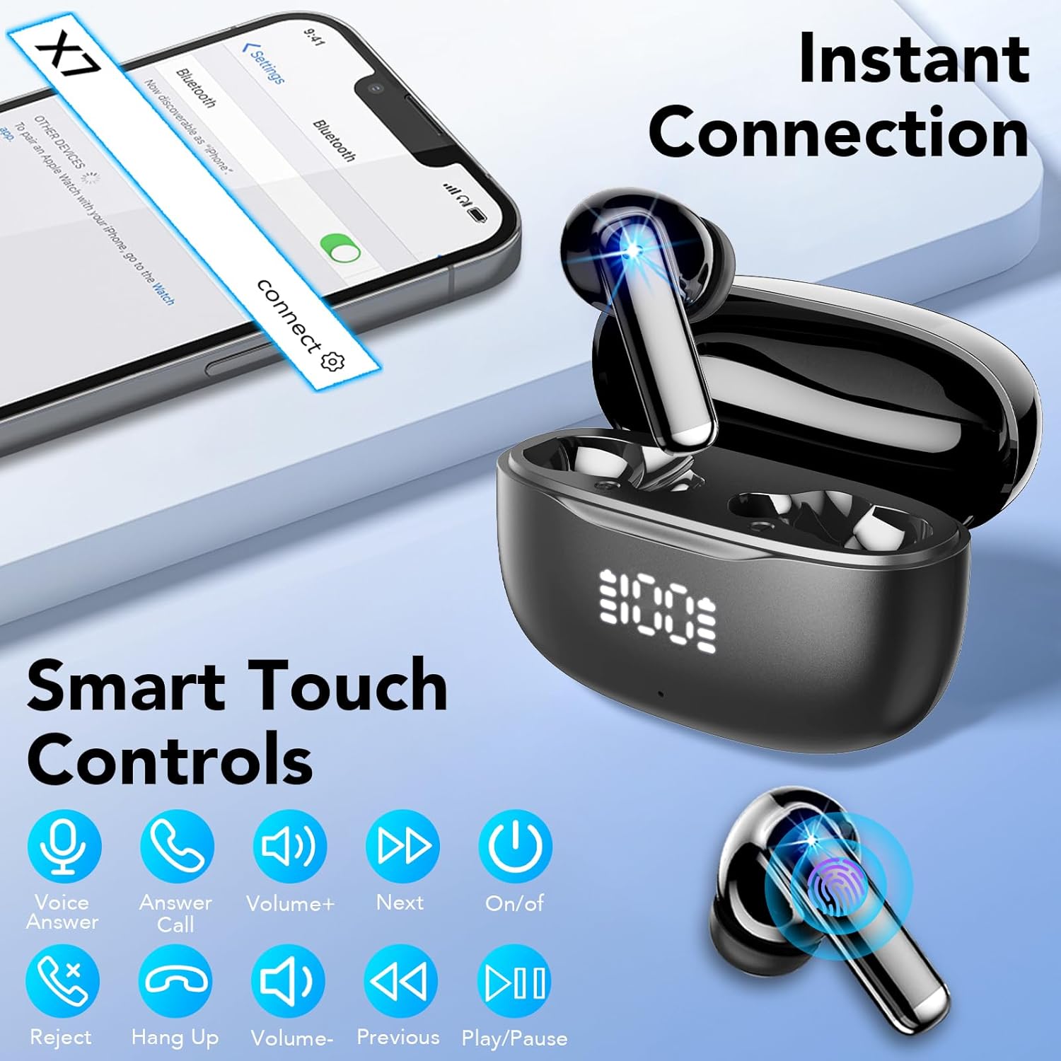 Thumbnail 4 de Tiksounds Écouteurs sans fil Bluetooth 5,3 avec réduction de bruit, micro intégré et autonomie jusqu’à 40 h