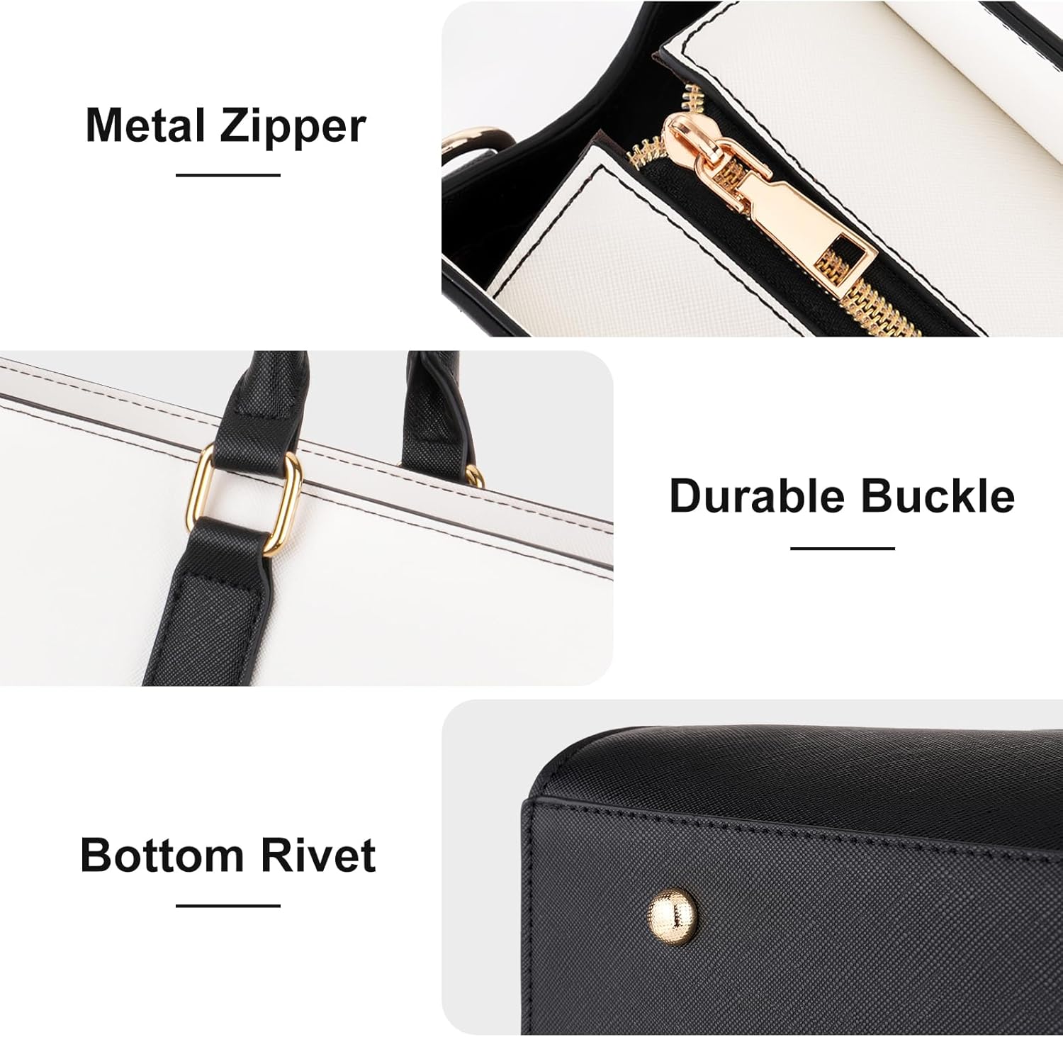 Detalle de MOSISO Borsa Tote Laptop Donna 15.6'' in Pelle PU Impermeabile, con Pochette e Fiocco – Nero