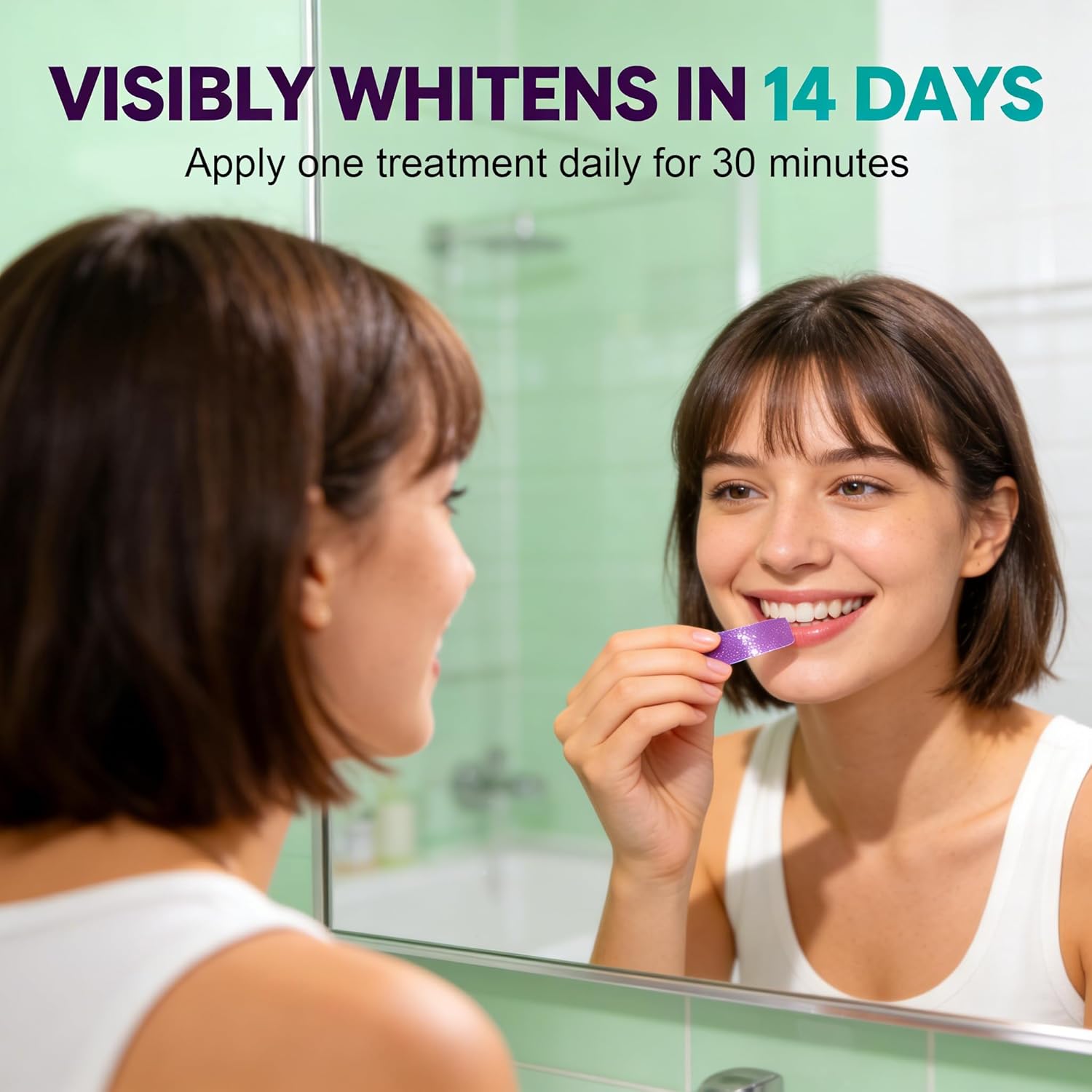 Detalle de Teeth Whitening Strips 7 Treatments: Enamel-Safe Purple Color Correction for a Brighter Smile