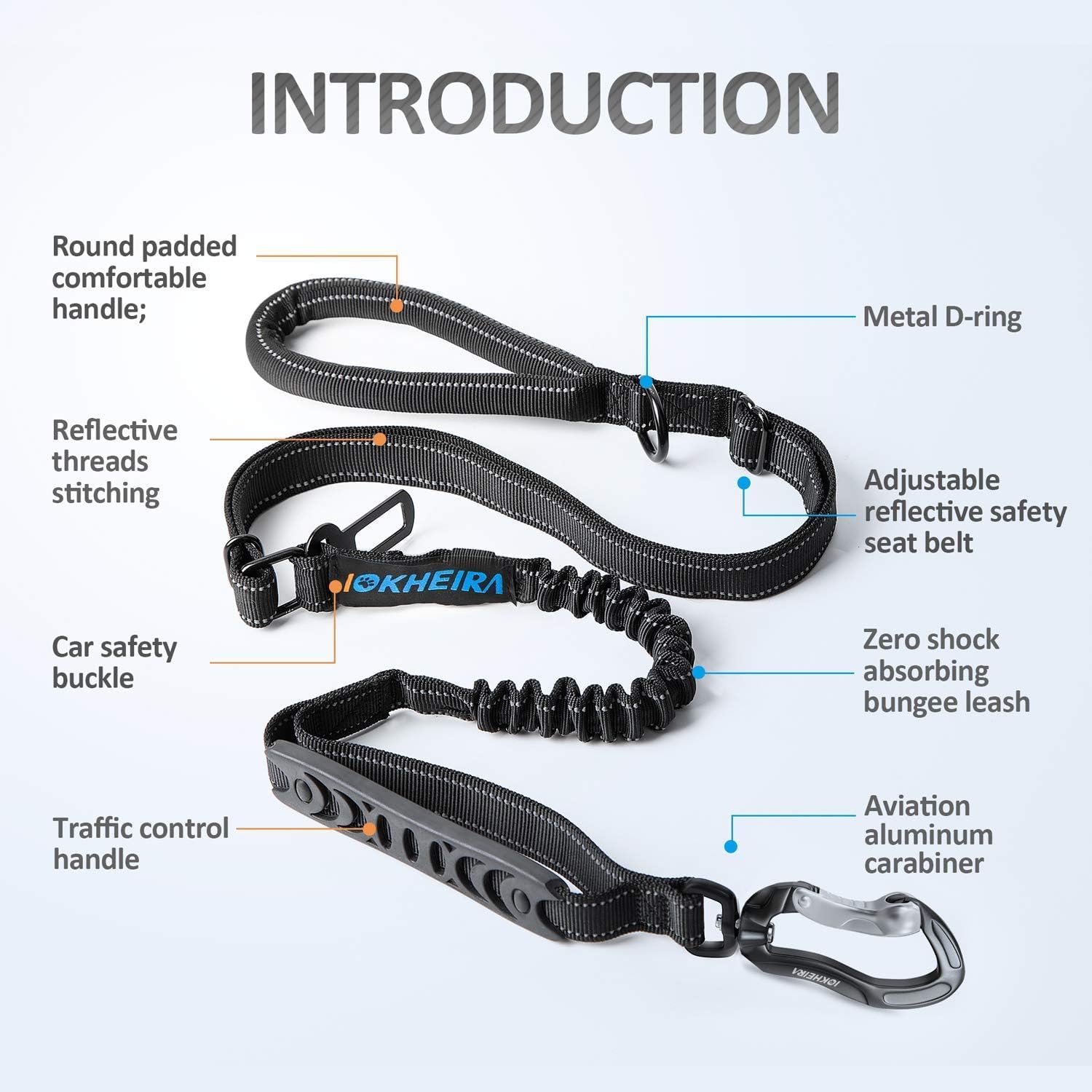 Detalle 2 de IOKHEIRA Bungee Dog Leash 120–150 cm