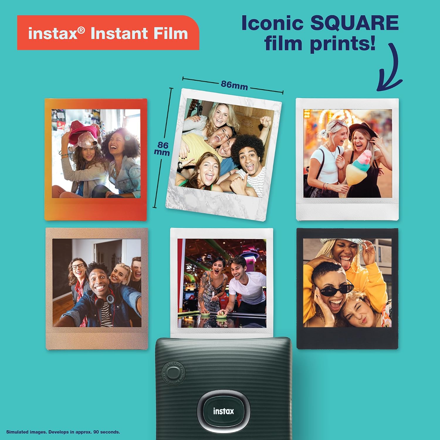 Detalle de Fujifilm Instax Square Link Smartphone Printer, Ash White, Bluetooth