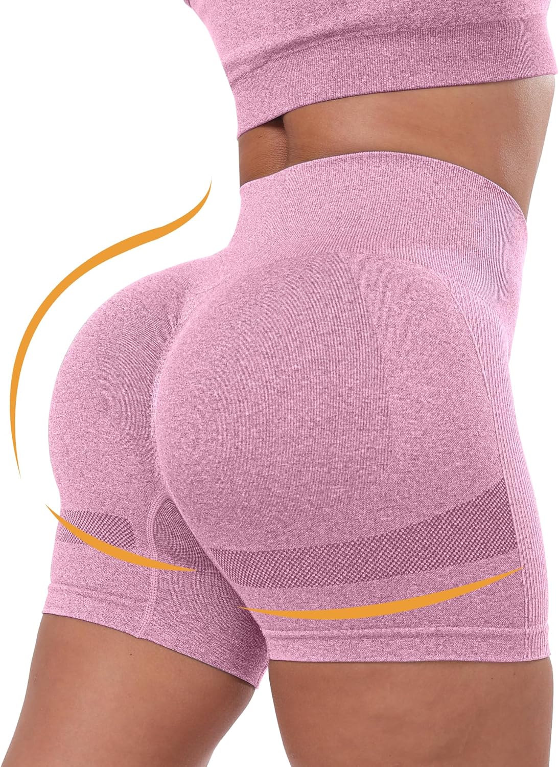 Detalle de CHRLEISURE Women’s 4-Pack Workout Gym Shorts (High-Waisted, Seamless Scrunch & Butt Lifting)