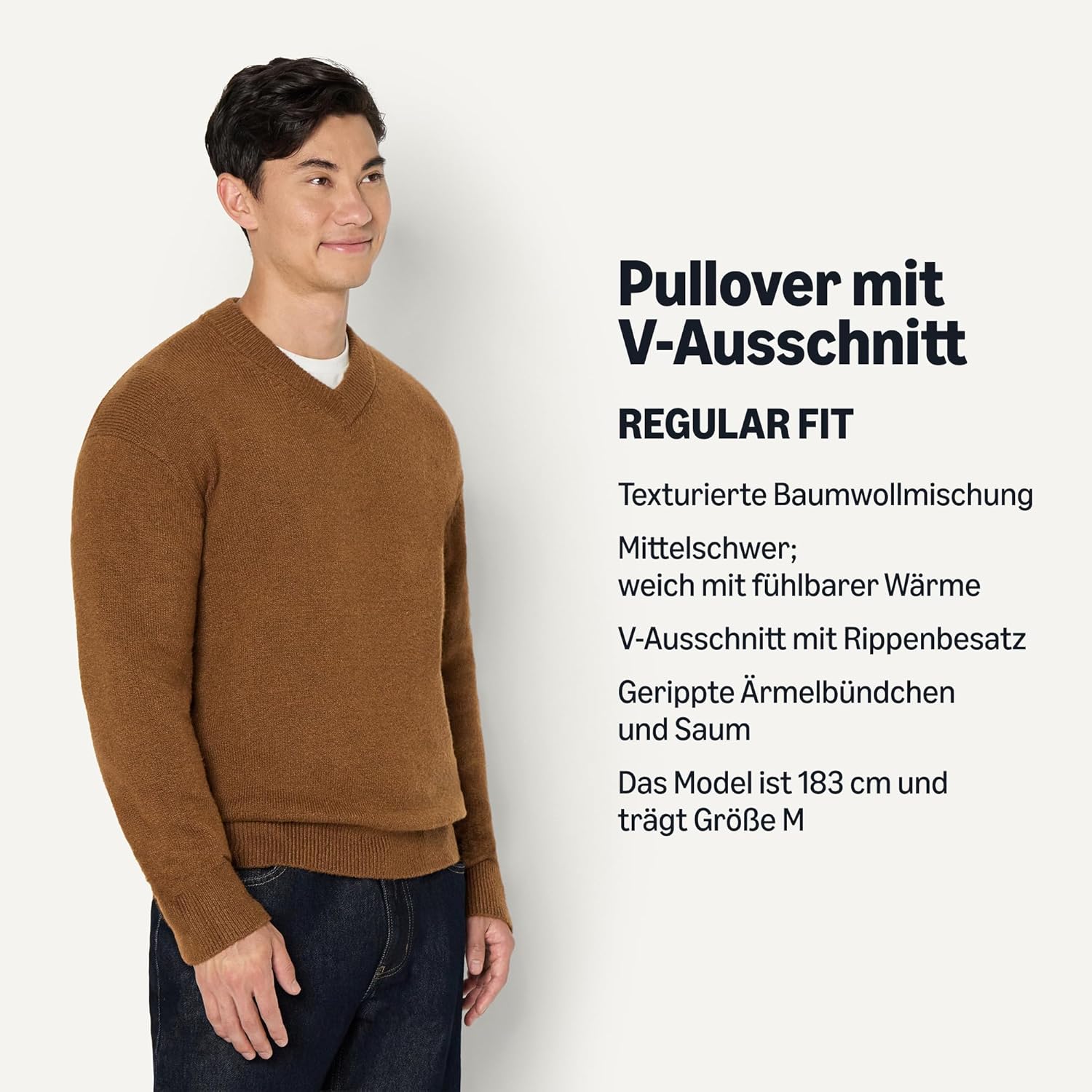 Thumbnail 3 de Amazon Essentials Herren Regular-Fit-Pullover aus Baumwollmischung mit V-Ausschnitt