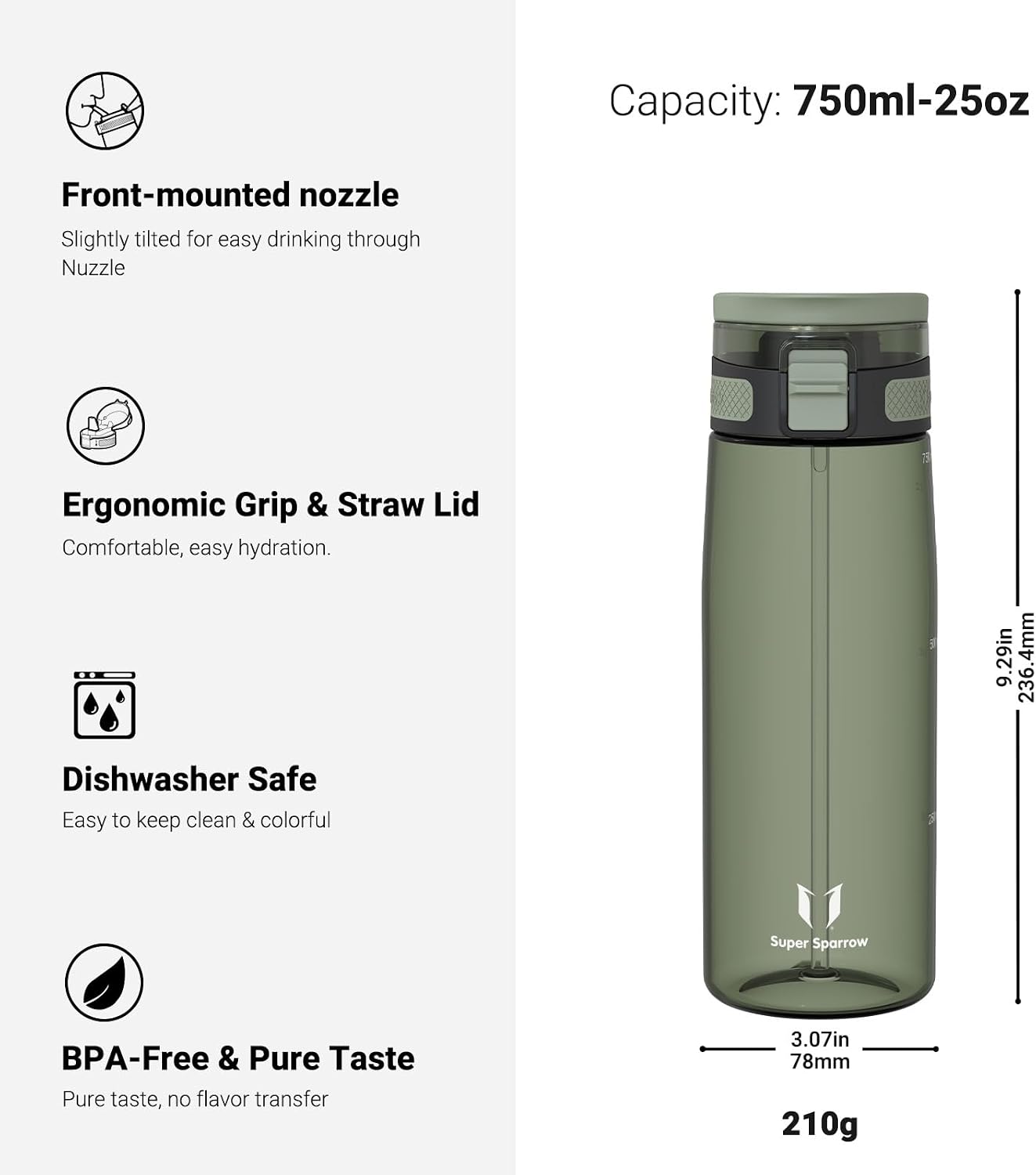 Detalle de Super Sparrow TouchSip 750ml water bottle