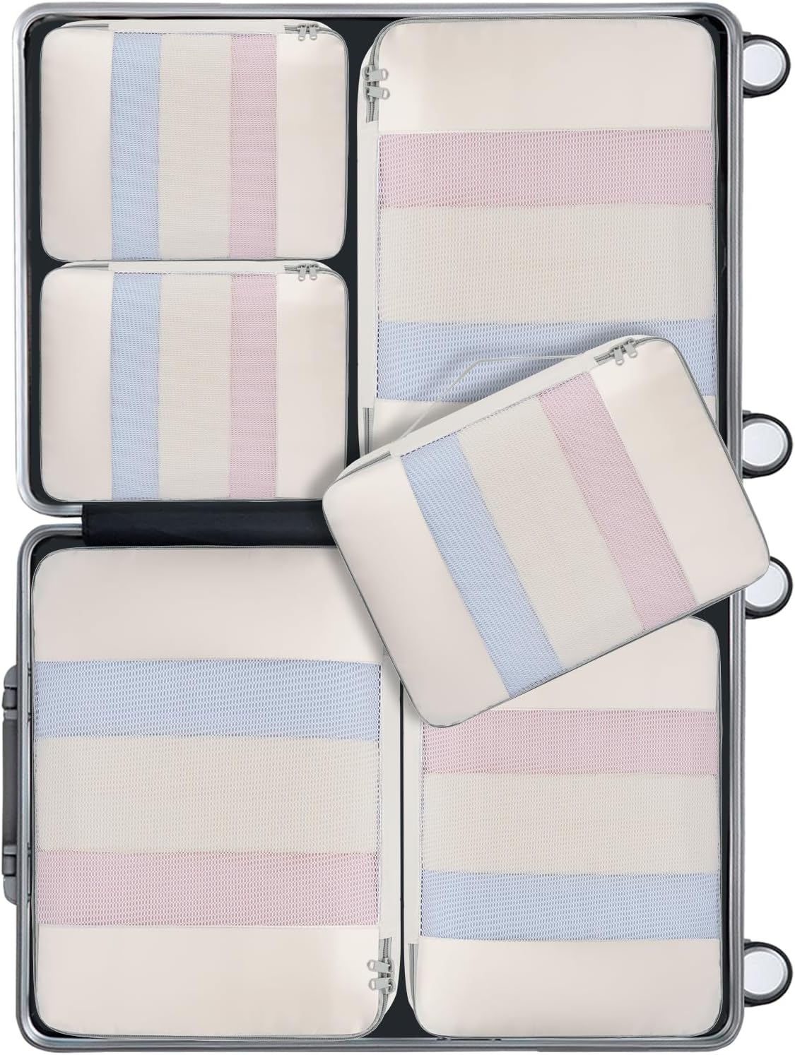 Detalle 2 de BAGAIL 6 Set Packing Cubes – Variety of Sizes for Travel Organisation (Beige)