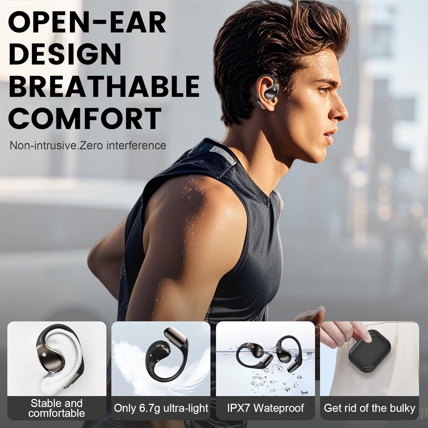 Thumbnail 1 de 2026 Cuffie Open Ear: Auricolari Sportivi Bluetooth 6.0 con Gancio Morbido e Controllo Tattile