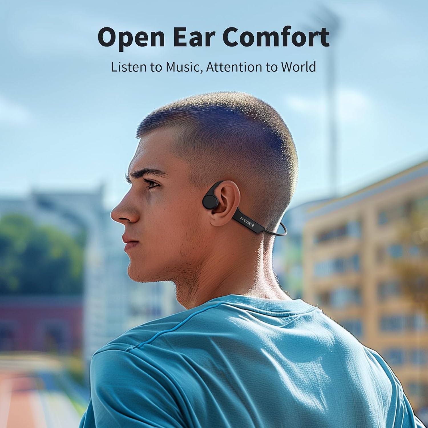 Detalle 2 de PSIER Bone Conduction Headphones 10H Bluetooth 5.4