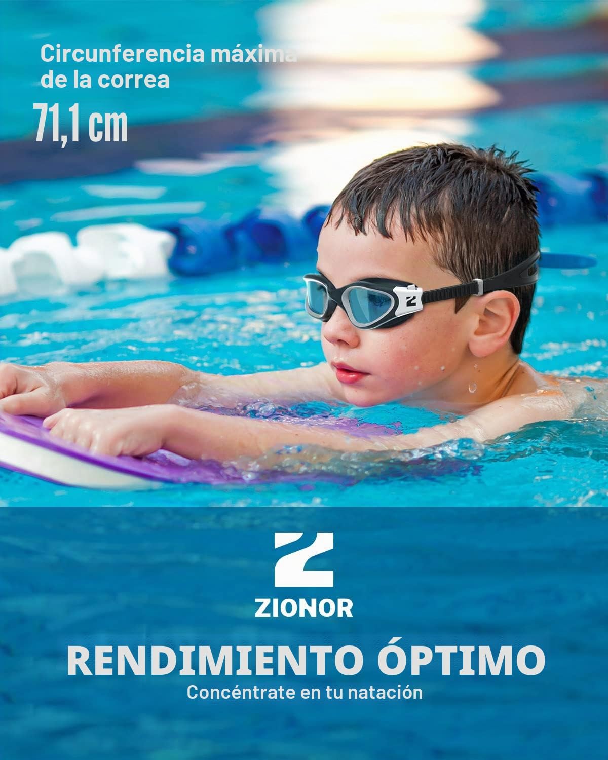 Detalle de ZIONOR G1MINI: gafas de natación para niños (6–14 años), comodidad y antivaho para jóvenes nadadores