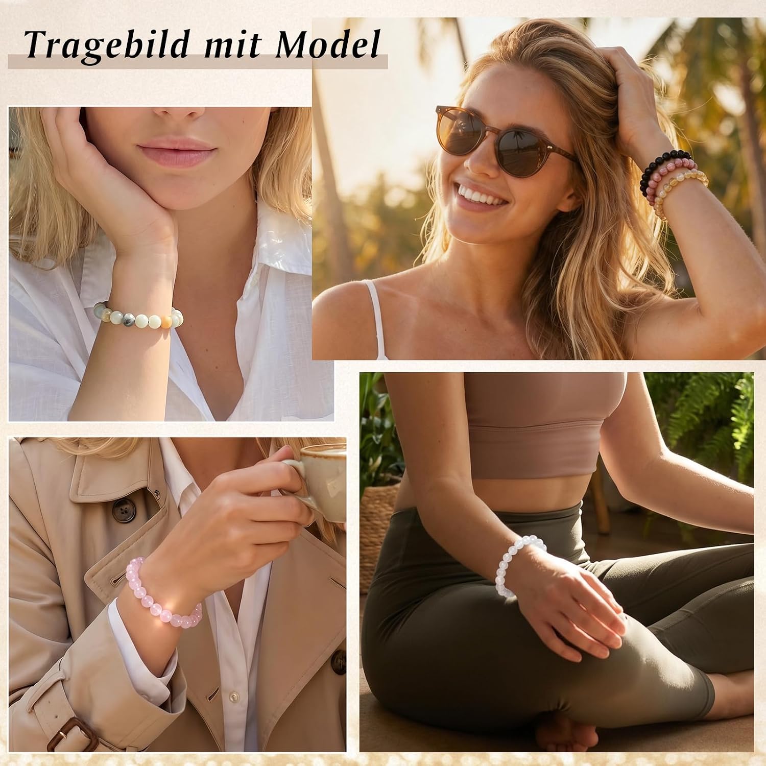 Detalle de RUBY 6mm Heilstein Armband für Damen – Mondsteinhandwerk, mit Geschenkbox und Ersatzperlen