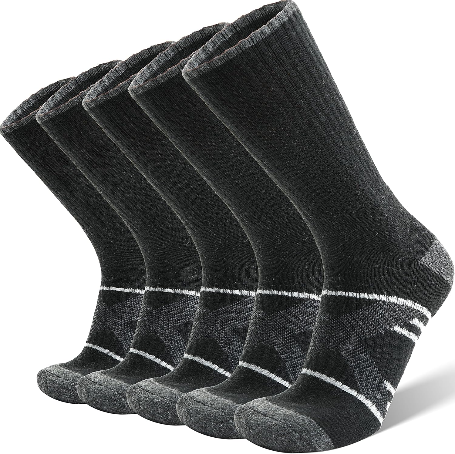 Detalle de ANTSANG Merino Wool Hiking Socks, 5-Pair Crew Boot Socks with Targeted Cushion