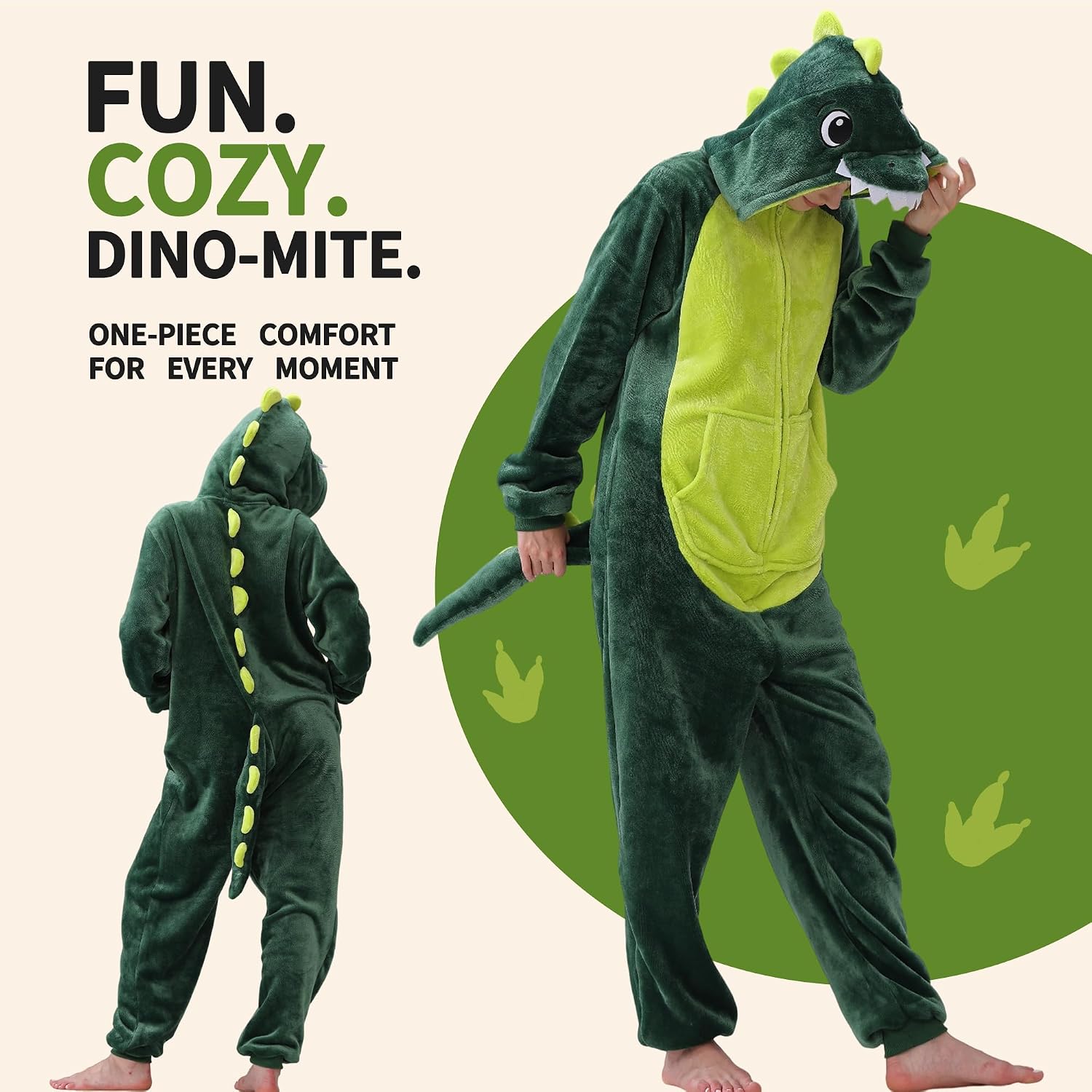 Detalle de HOMEHUAL Dinosaur Onesie in Flannel
