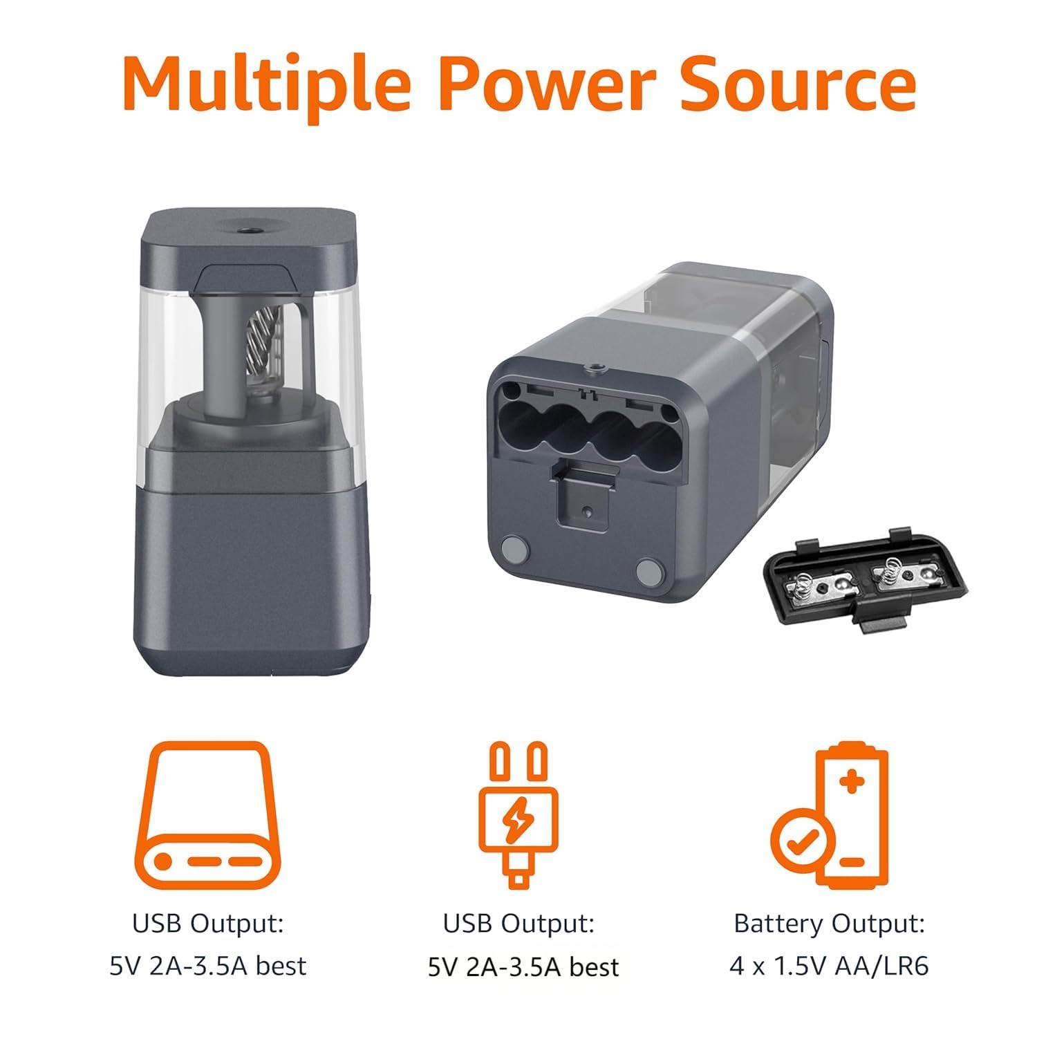 Thumbnail 1 de Amazon Basics Portable Electric Pencil Sharpener 7.1 cm ✏️