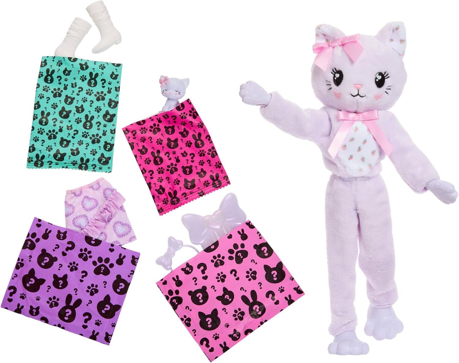 Thumbnail 4 de Barbie Cutie Reveal Puppe und Zubehör – Kätzchen der Cuddly-Reihe, 10 Überraschungen, inkl. Farbwechsel und Mini-Haustier (JJP64)