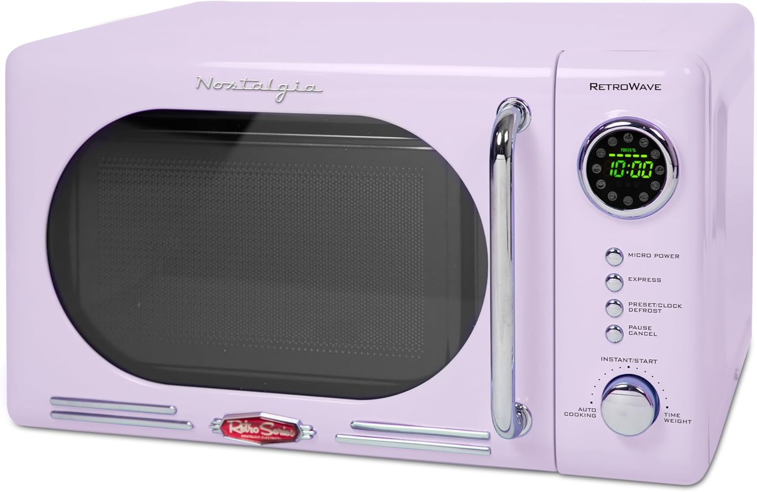 Detalle de Nostalgia Countertop Microwave Oven with Easy Clean Interior (Lavender) — 0.7 cu ft, 700W