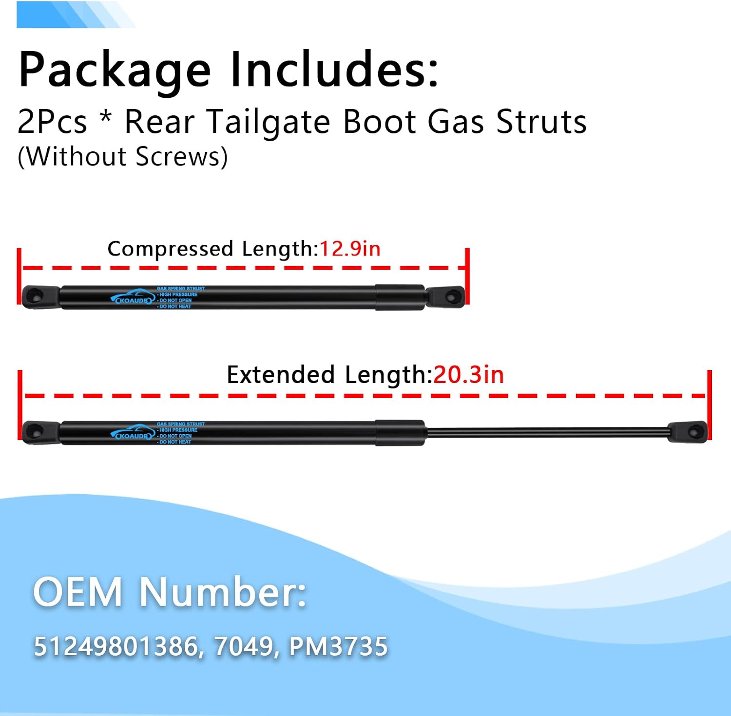 Detalle de Koaudb 2x Rear Tailgate Struts for Mini Countryman R60 (2010–2016)