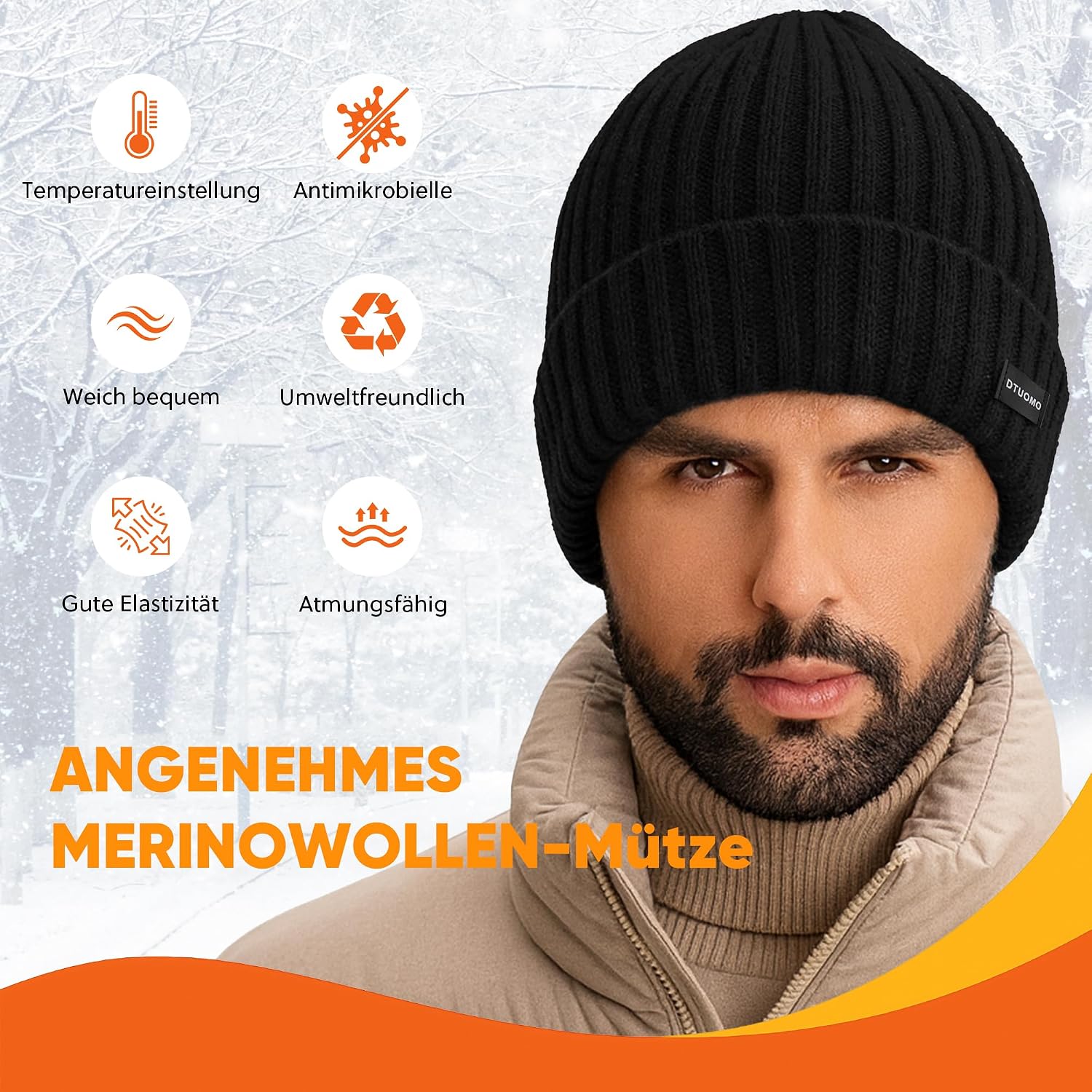 Detalle 2 de DTUOMO Merinowolle Mütze Unisex Beanie 256 GB?