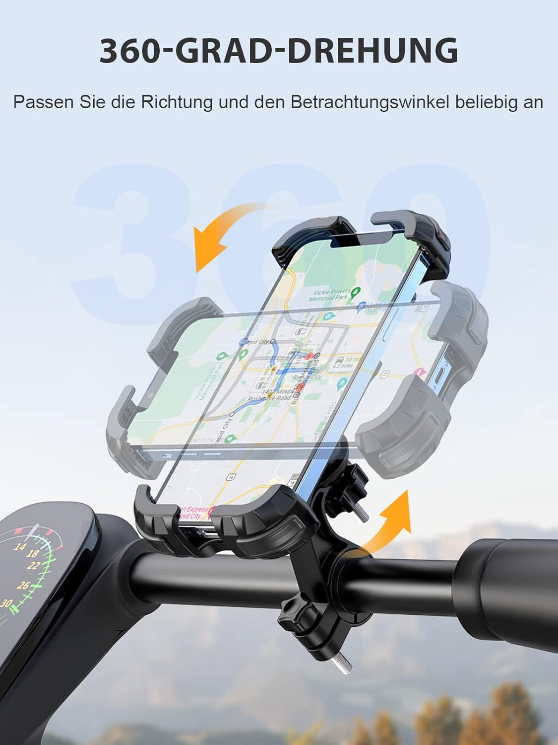 Thumbnail 4 de CIRYCASE Handyhalterung Fahrrad für 4,7–6,8 Zoll: 360° drehbar, Anti-Vibration & Lenker-Klemme