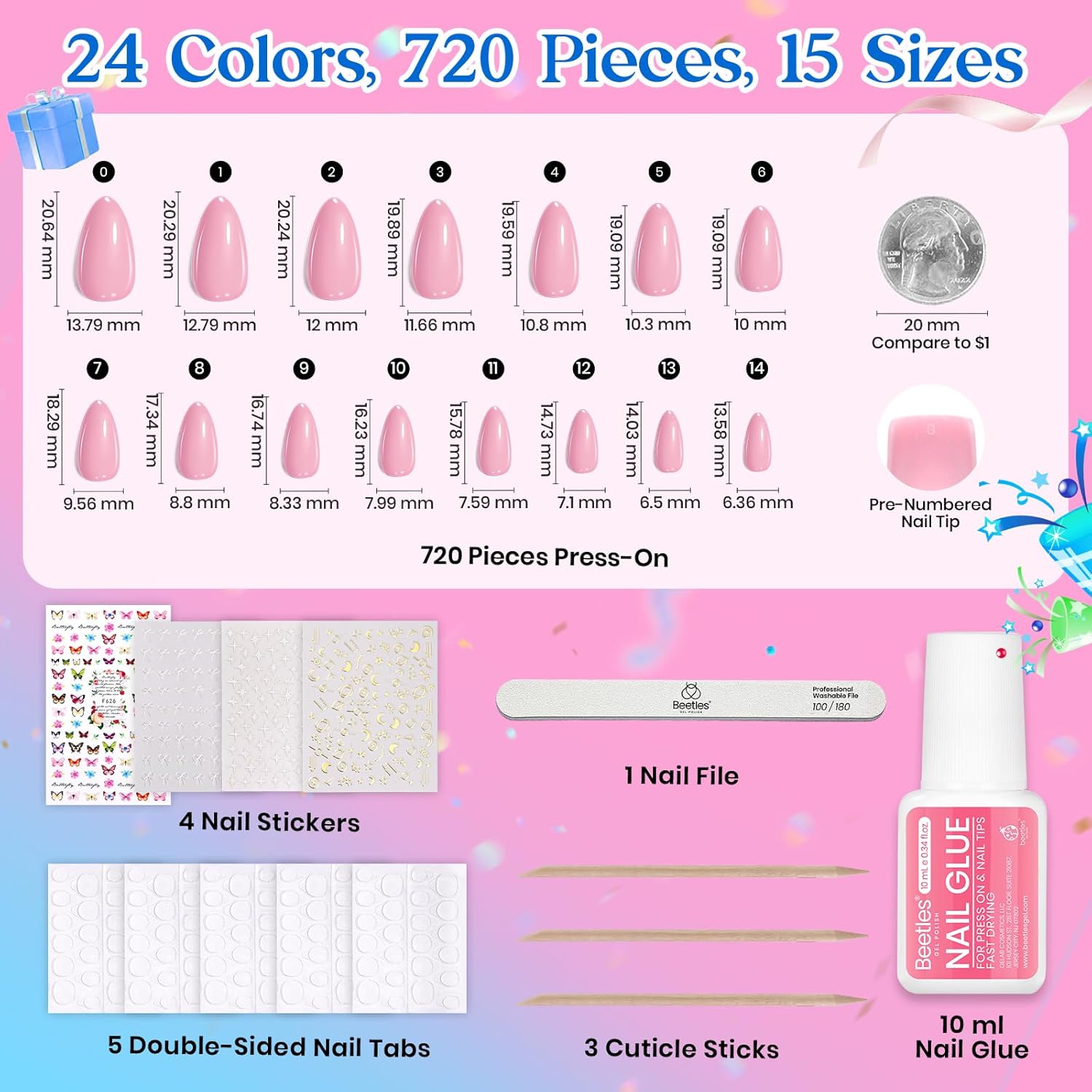 Thumbnail 4 de Beetles Press on Nails Kit 720pcs short almond press-ons 💅