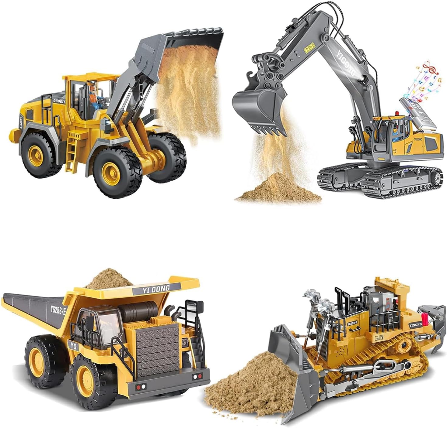 Detalle de ADTHLIER Rc-construction-set 4-in-1 Remote Control Construction Vehicle Set, 2.4GHz