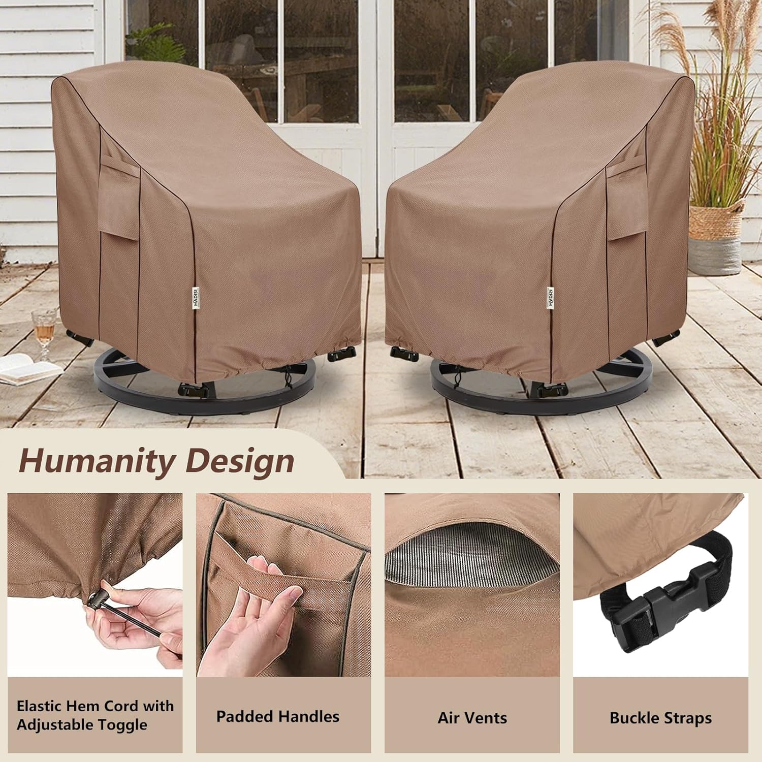 Detalle 1 de Hadisi patio chair covers, 4-pack waterproof 600D polyester, 30"W x 34"D x 36"H