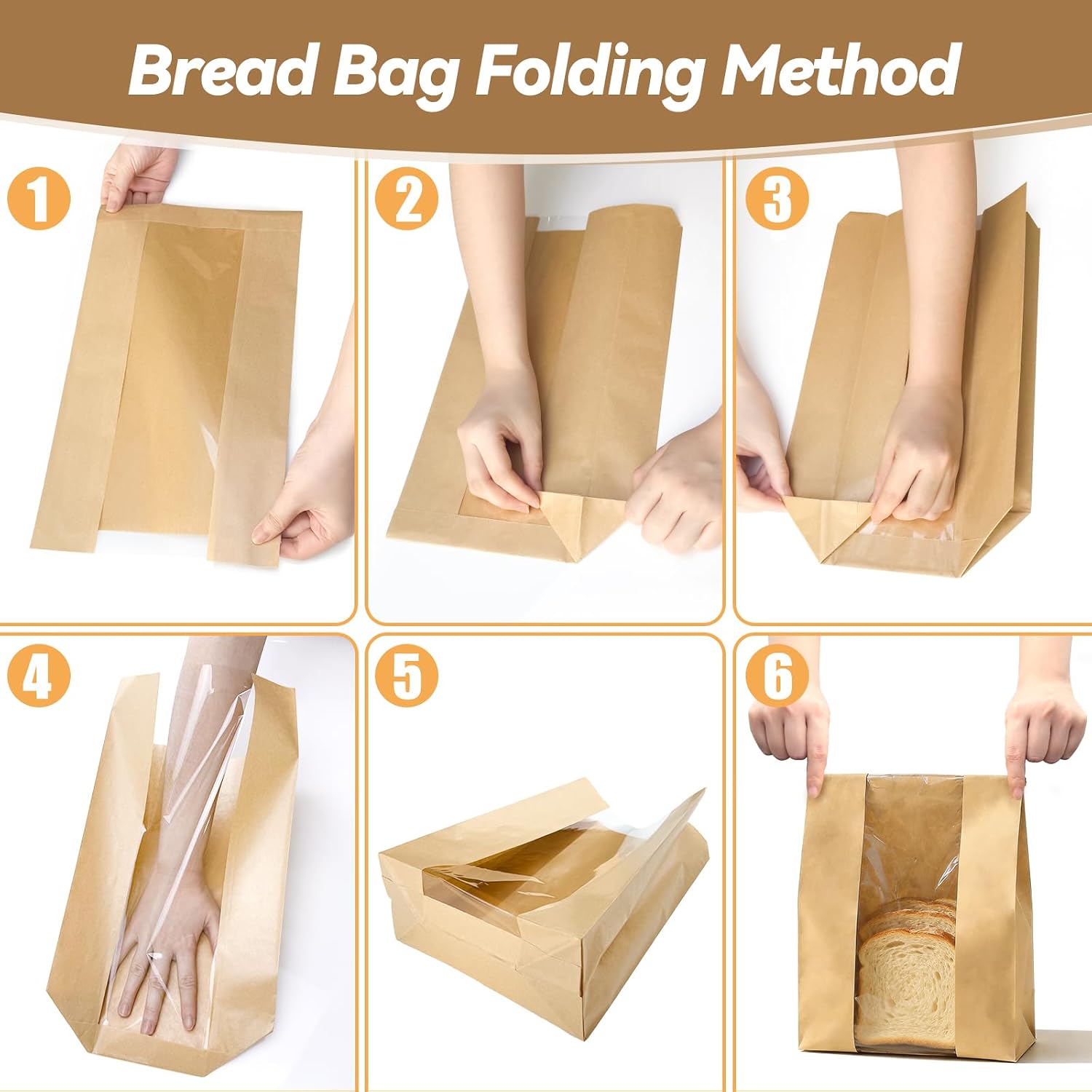 Detalle de Tripho 100 Pcs Bread Bags with Clear Window and 120 Stickers for Homemade Bread