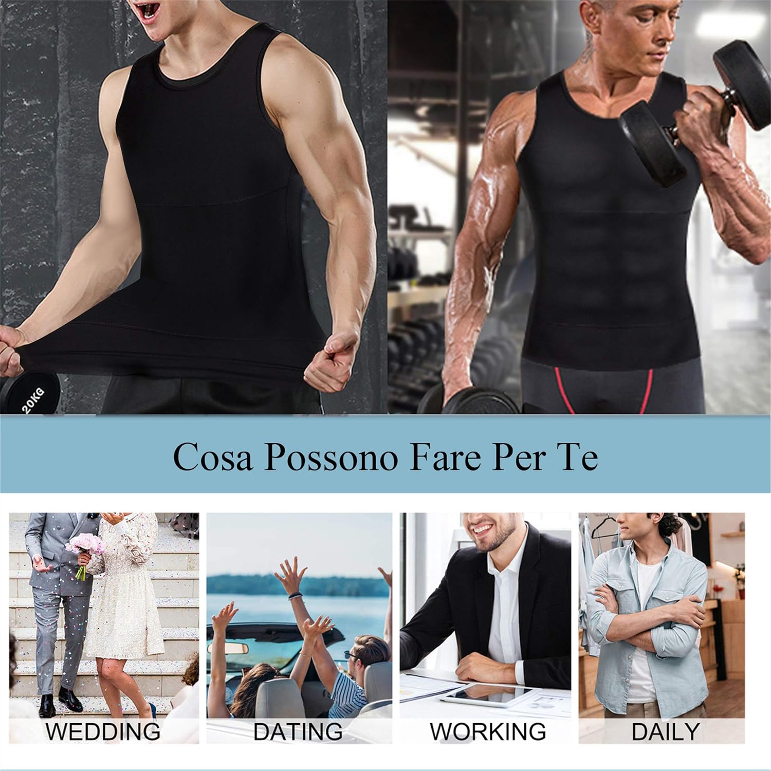 Thumbnail 5 de CHUMIAN Maglietta Compressione Uomo – Canotta Contenitiva Snellente per Allenamento