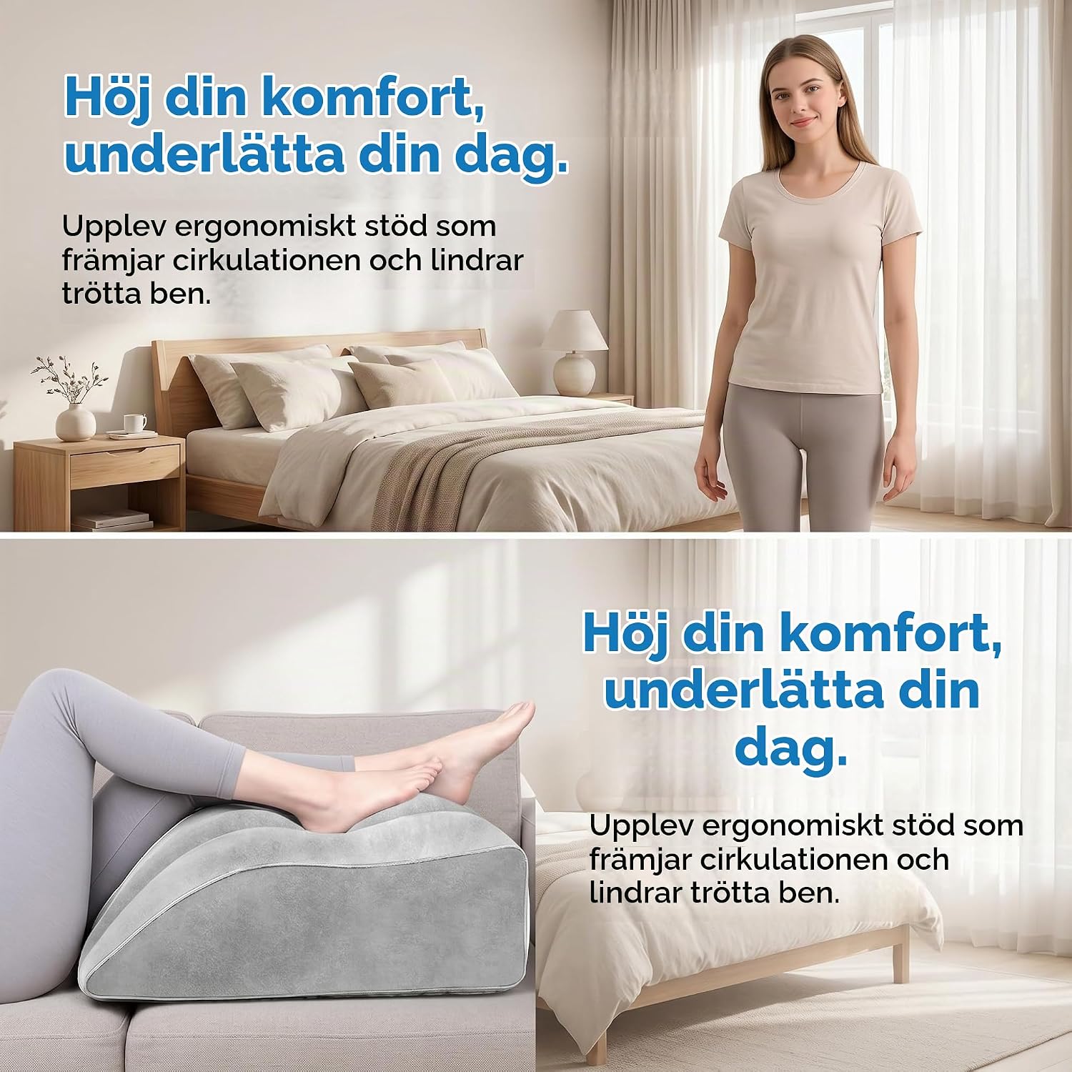Detalle 2 de ZORVENIX Venenkissen Gray – uppblåsbar benlyftkudde med justerbar höjd