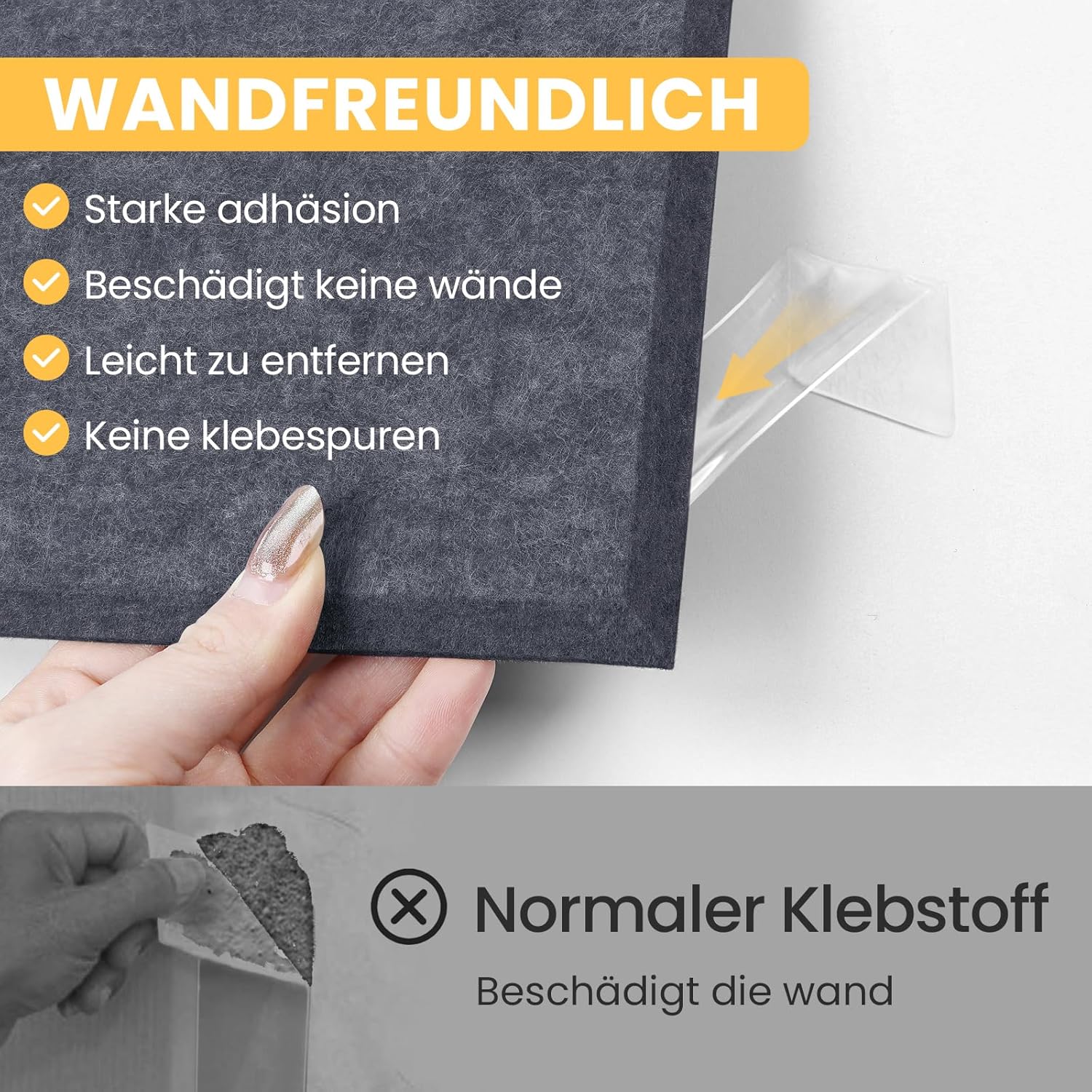 Thumbnail 3 de Großes Filz-Bulletin-Board 120 x 90 cm (12er-Set) mit Pinnnadeln und abnehmbaren Klebetabs für Wandmontage
