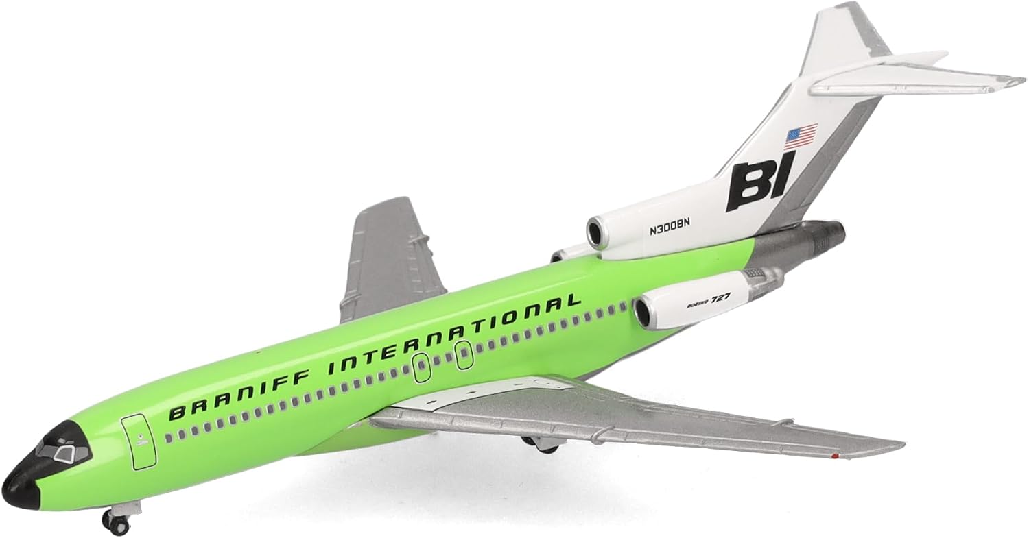 Detalle de Herpa 537988 Boeing 727-100 Braniff International, metalowy model 1:500