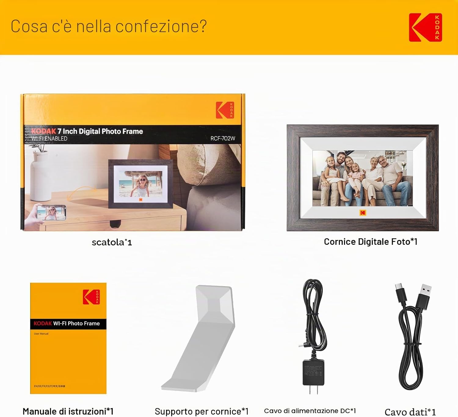Thumbnail 6 de KODAK Cornice Digitale WiFi 7" IPS Touch – Cornice in legno con 32 GB