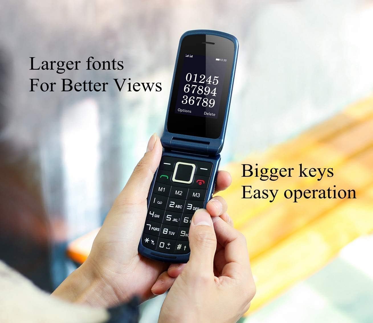 Thumbnail 6 de uleway Seniorenhandy Klapphandy ohne Vertrag mit SOS-Notruffunktion, 2,4" Dual Display und Ladestation (GSM, Blau)
