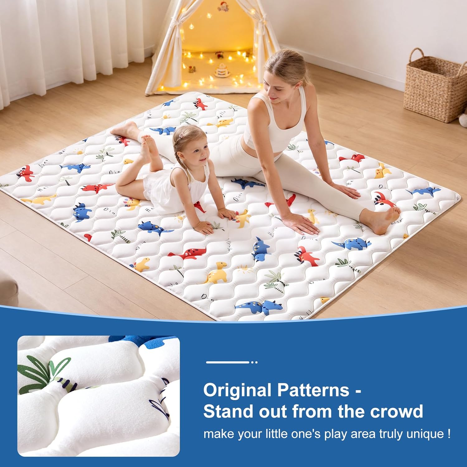 Detalle de VIVIDVIBEBEARPAS 50" x 50" Foldable Baby Play Mat, Foam, Washable, Non-Slip