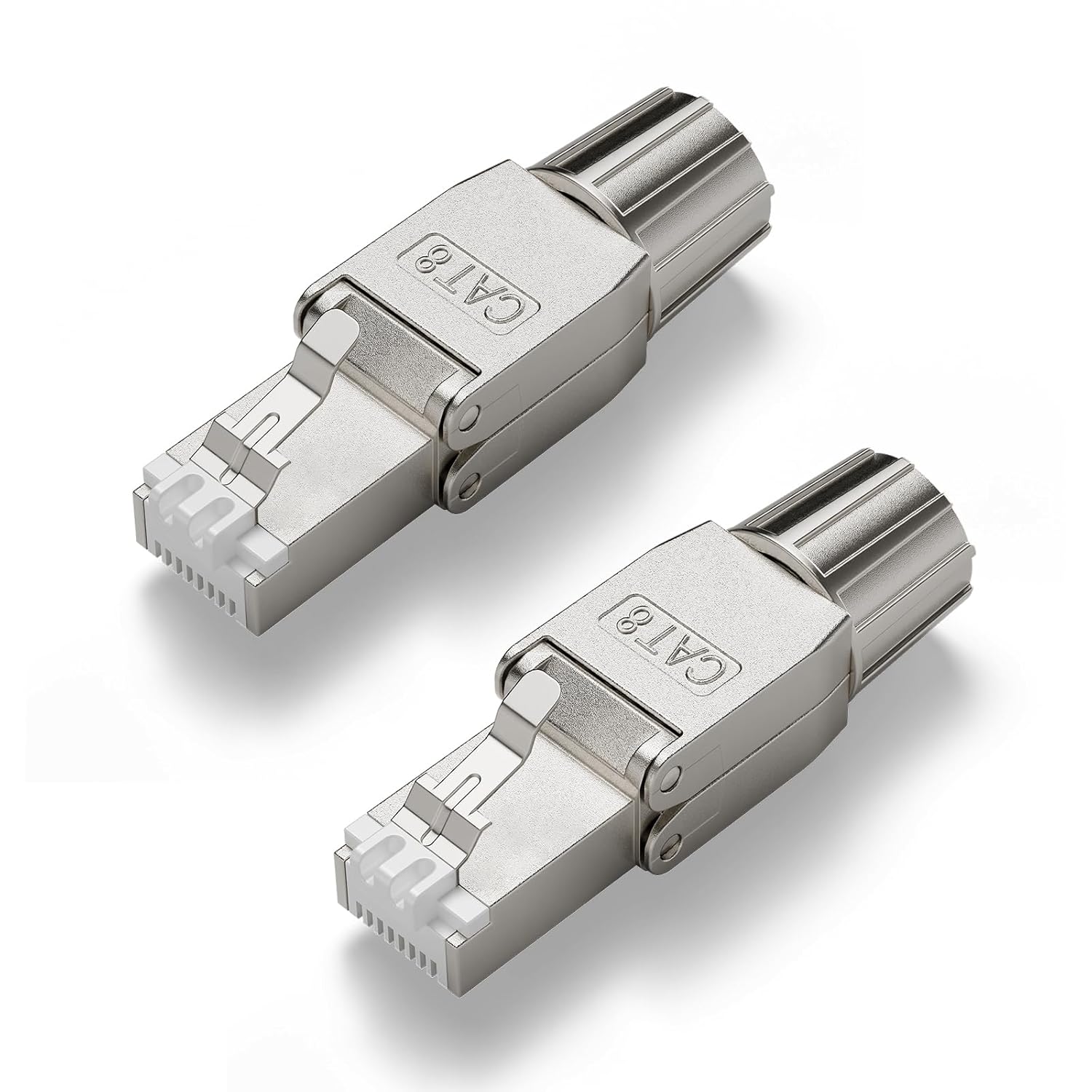 Detalle de VCELINK RJ45 Stecker Werkzeuglos für Verlegekabel Cat8/Cat7 – 2 Stück