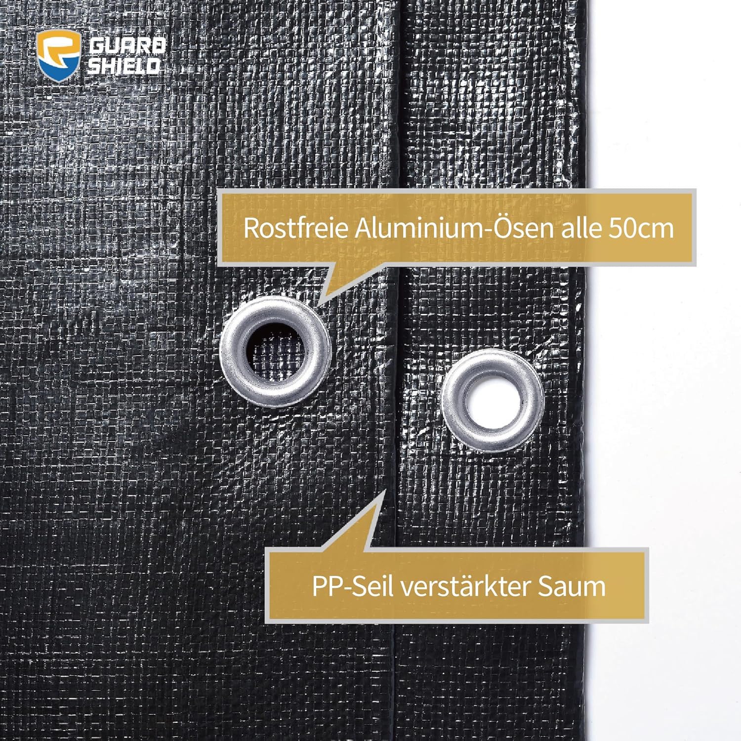 Thumbnail 3 de GUARD SHIELD Abdeckplane 6m x 8m – Schwarz Matt, Gewebeplane 190 g/m², UV-stabilisiert, wasserdicht