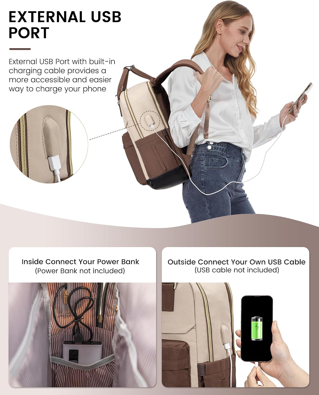 Thumbnail 5 de LOVEVOOK Women's Backpack: 15.6 inch Laptop, Waterproof, USB Port, Anti-Theft Rucksack