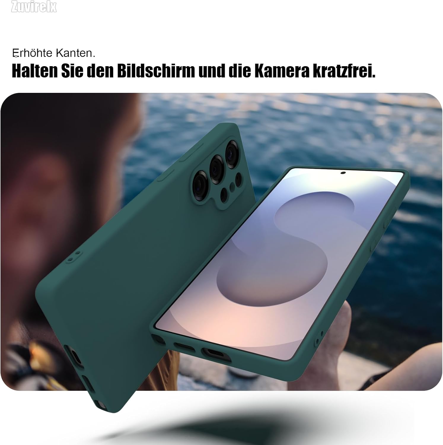 Thumbnail 2 de Zuvirelx Silikon-Handyhülle für Samsung Galaxy S25 Ultra – Tiefgrün, dünn, griffig und stoßfest
