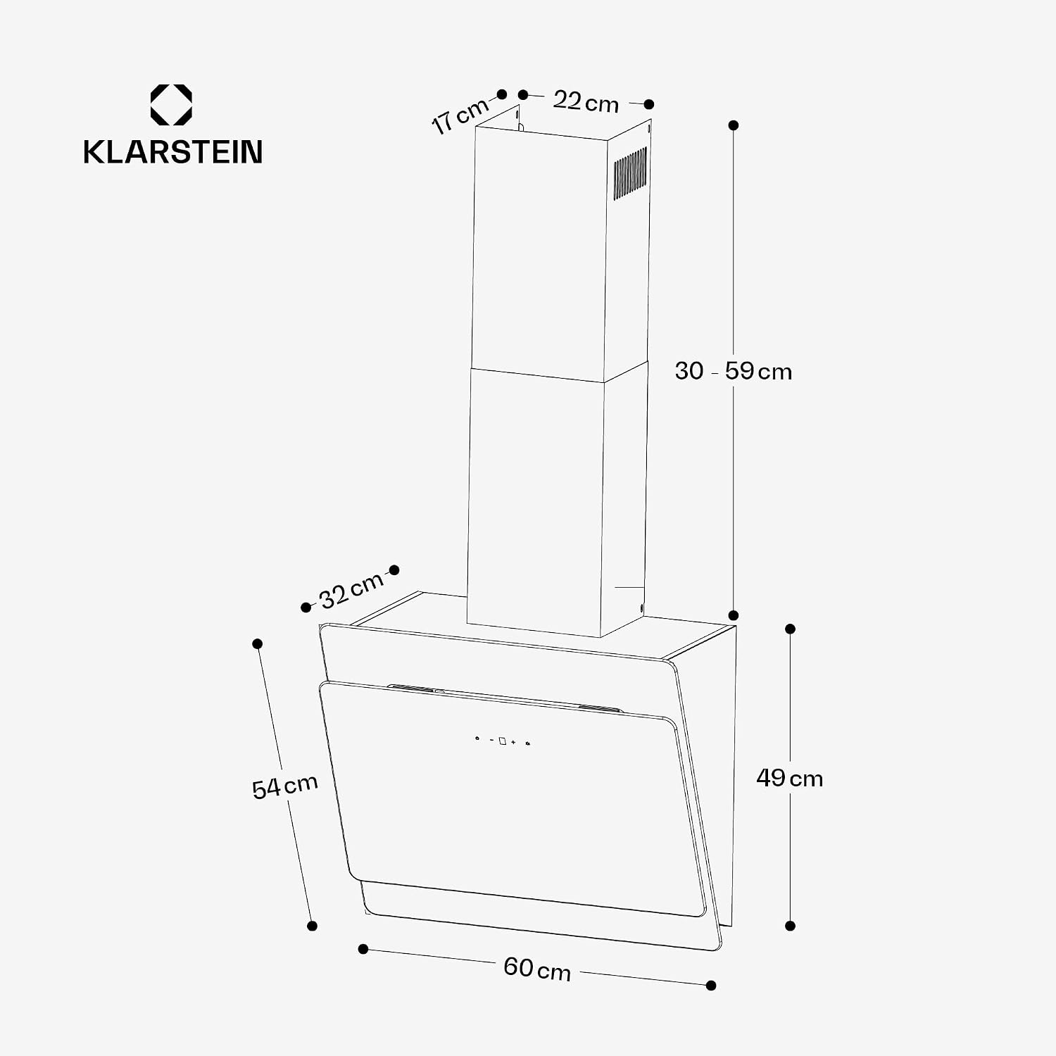 Thumbnail 6 de Klarstein KH607-LED-BKNEO Wall-Mounted Cooker Hood, 607m³/h, Touch Controls