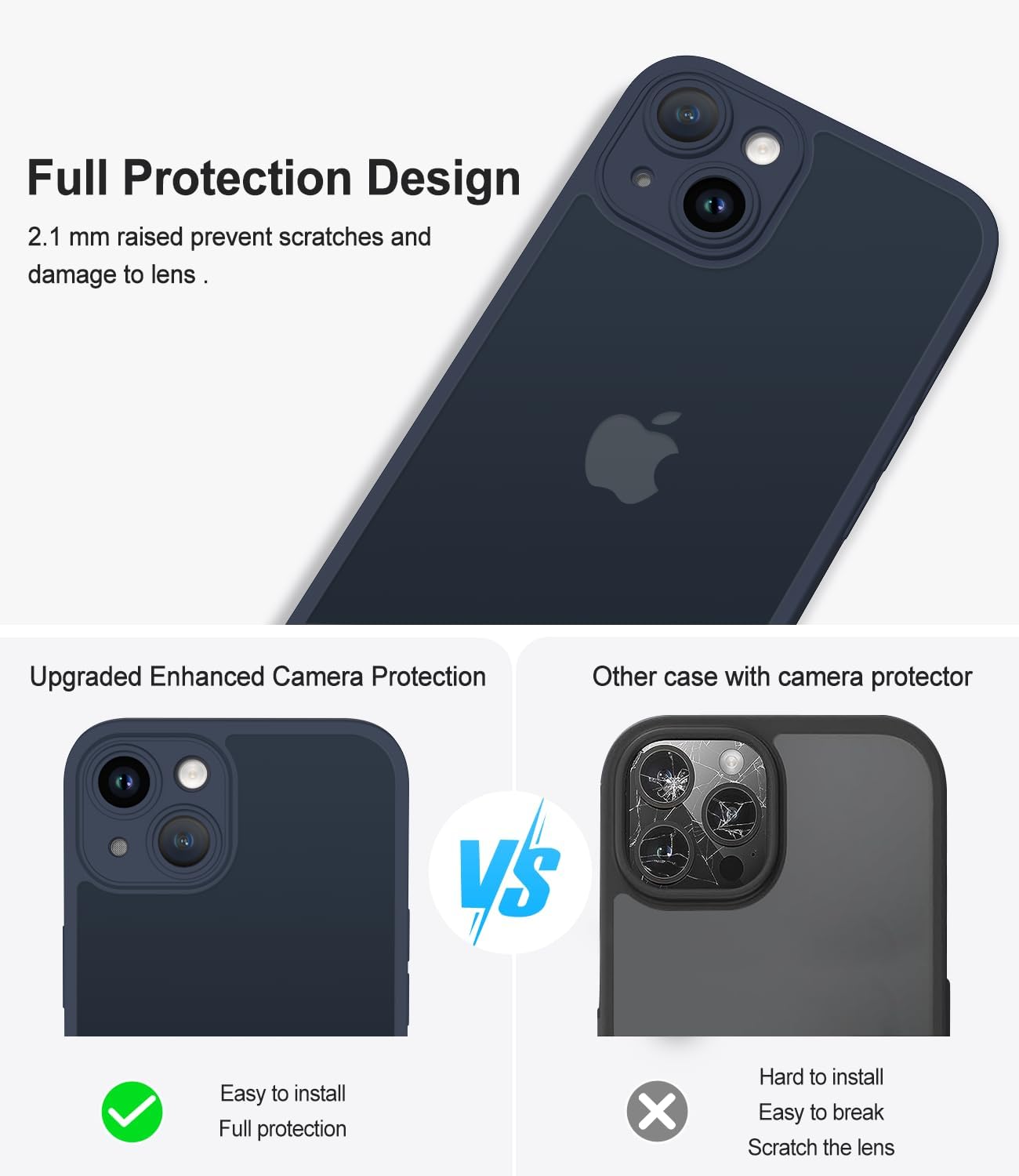 Thumbnail 3 de Mootobo for iPhone 14 Case (6.1 inch) – Matte Translucent Back, 360° Shockproof Protection