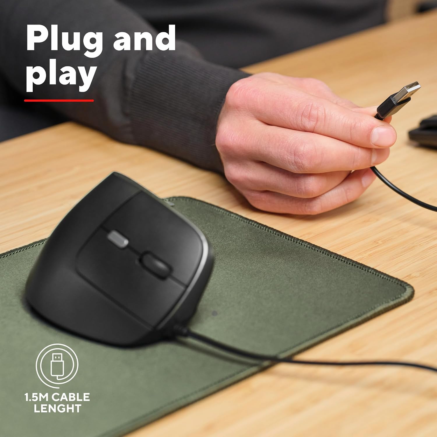 Detalle de Trust Yuno ergonomic mouse, 800-2400 DPI